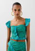 PRINTED CROP TOP WITH RUFFLE