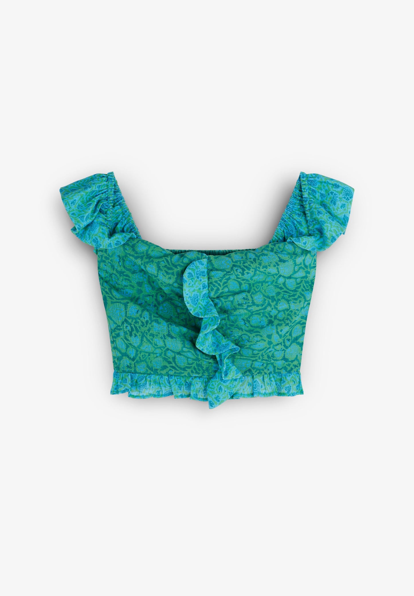 PRINTED CROP TOP WITH RUFFLE