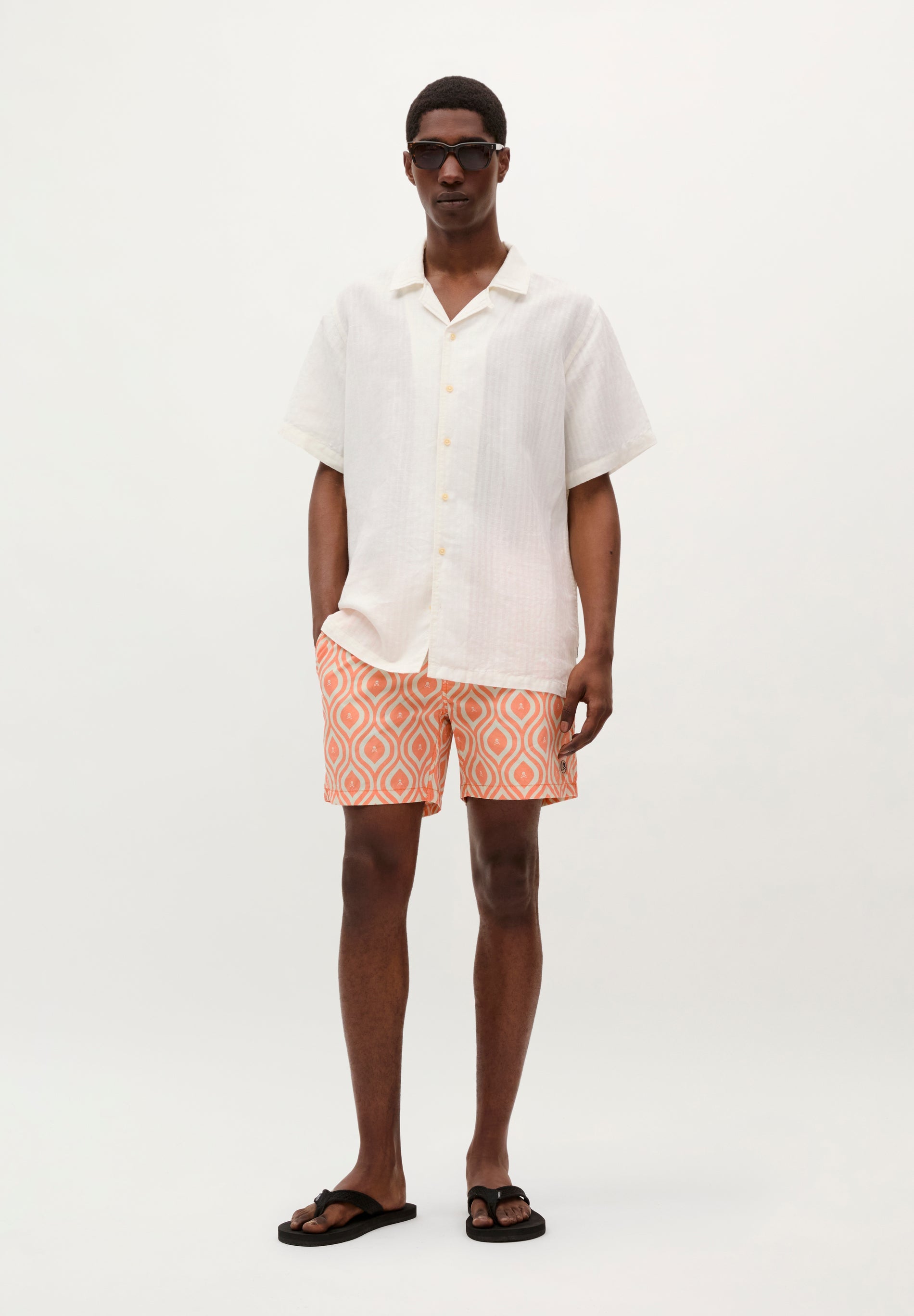 WAVED PRINT SWIMMING TRUNKS