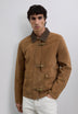 LEATHER JACKET WITH CORDUROY COLLAR