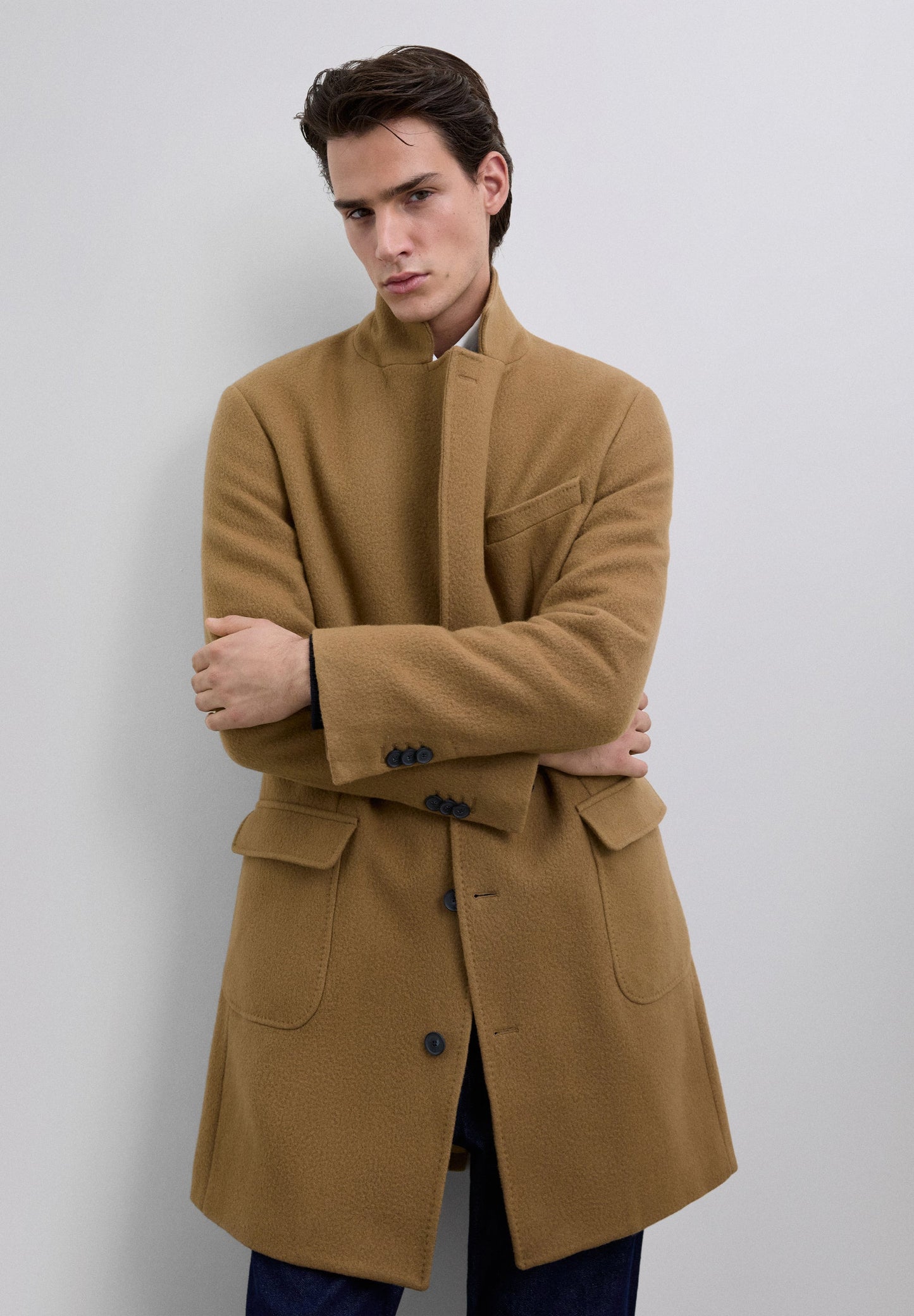 LONG WOOL LAPEL COLLAR COAT