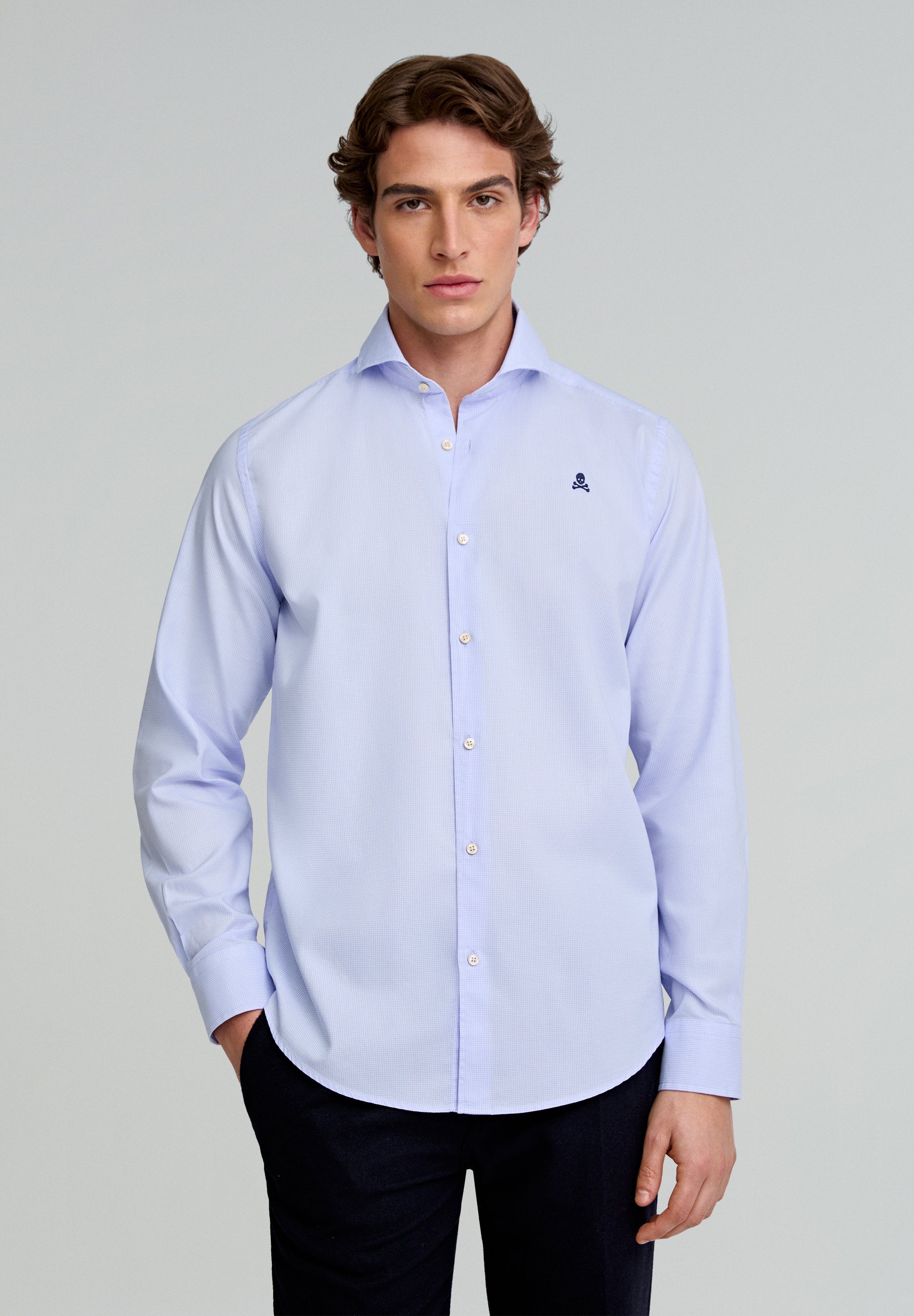 CONTRAST SKULL FORMAL SHIRT
