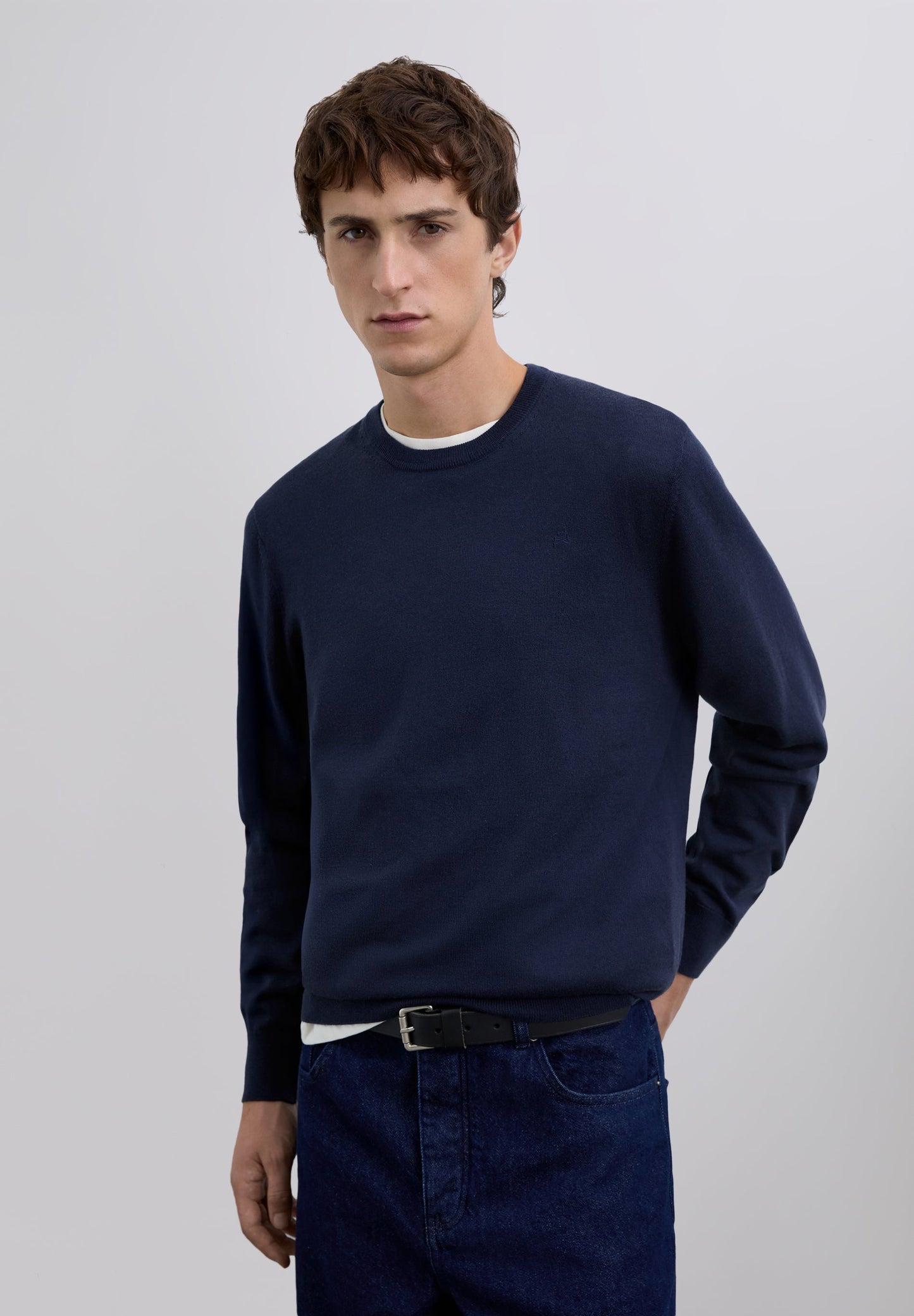 WOOL SWEATER WITH EMBROIDERED SKULL