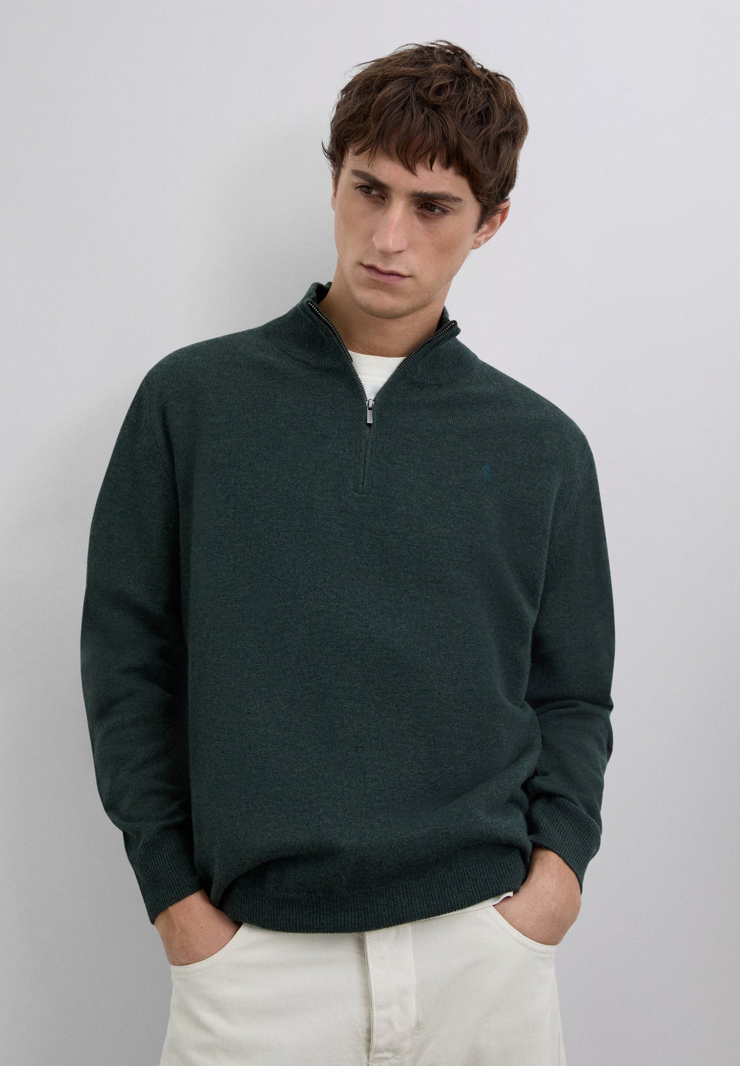 ZIPPED WOOL SWEATER WITH SKULL