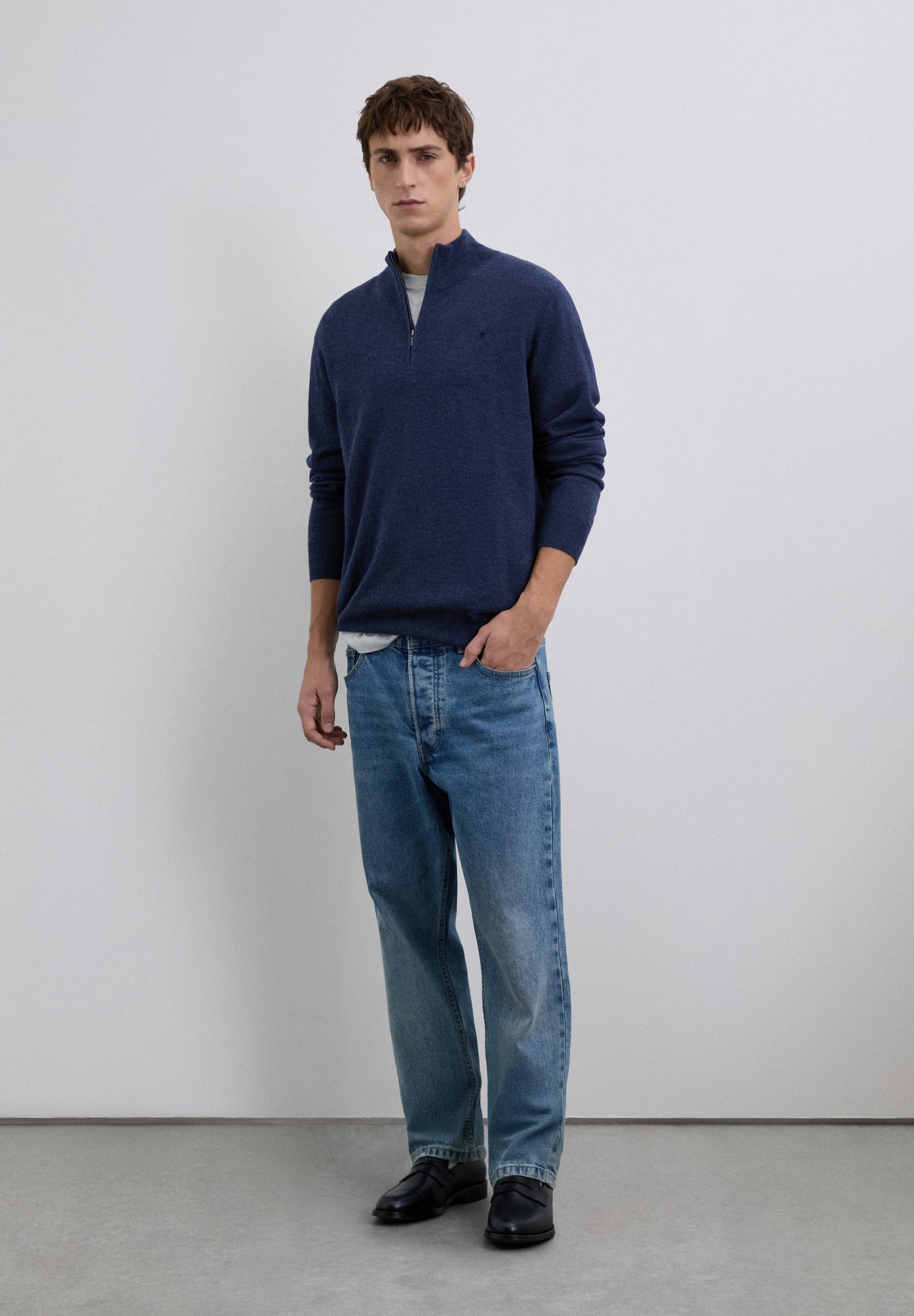 ZIPPED WOOL SWEATER WITH SKULL