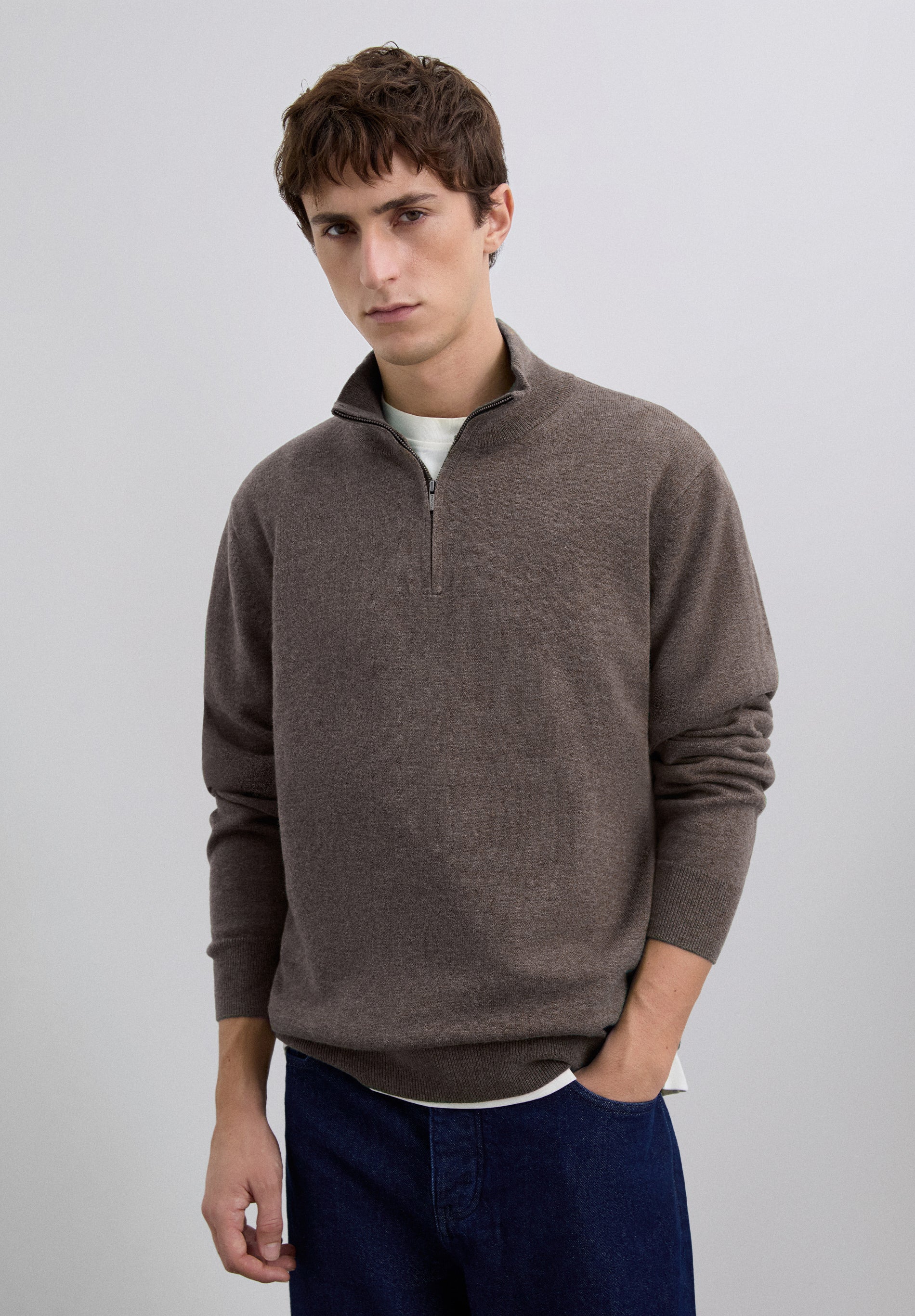 ZIPPED WOOL SWEATER WITH SKULL