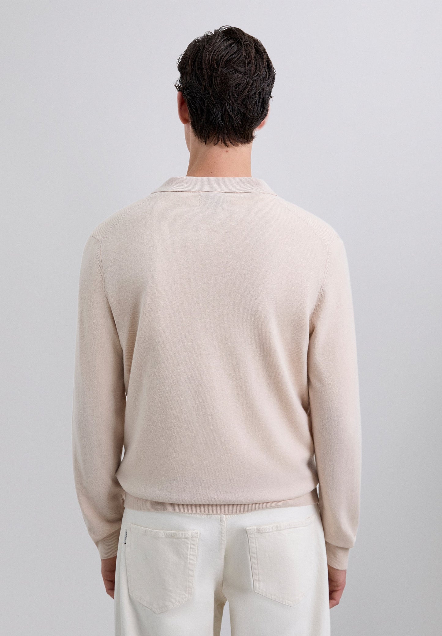 V-NECK WOOL SWEATER WITH POLO SHIRT COLLAR