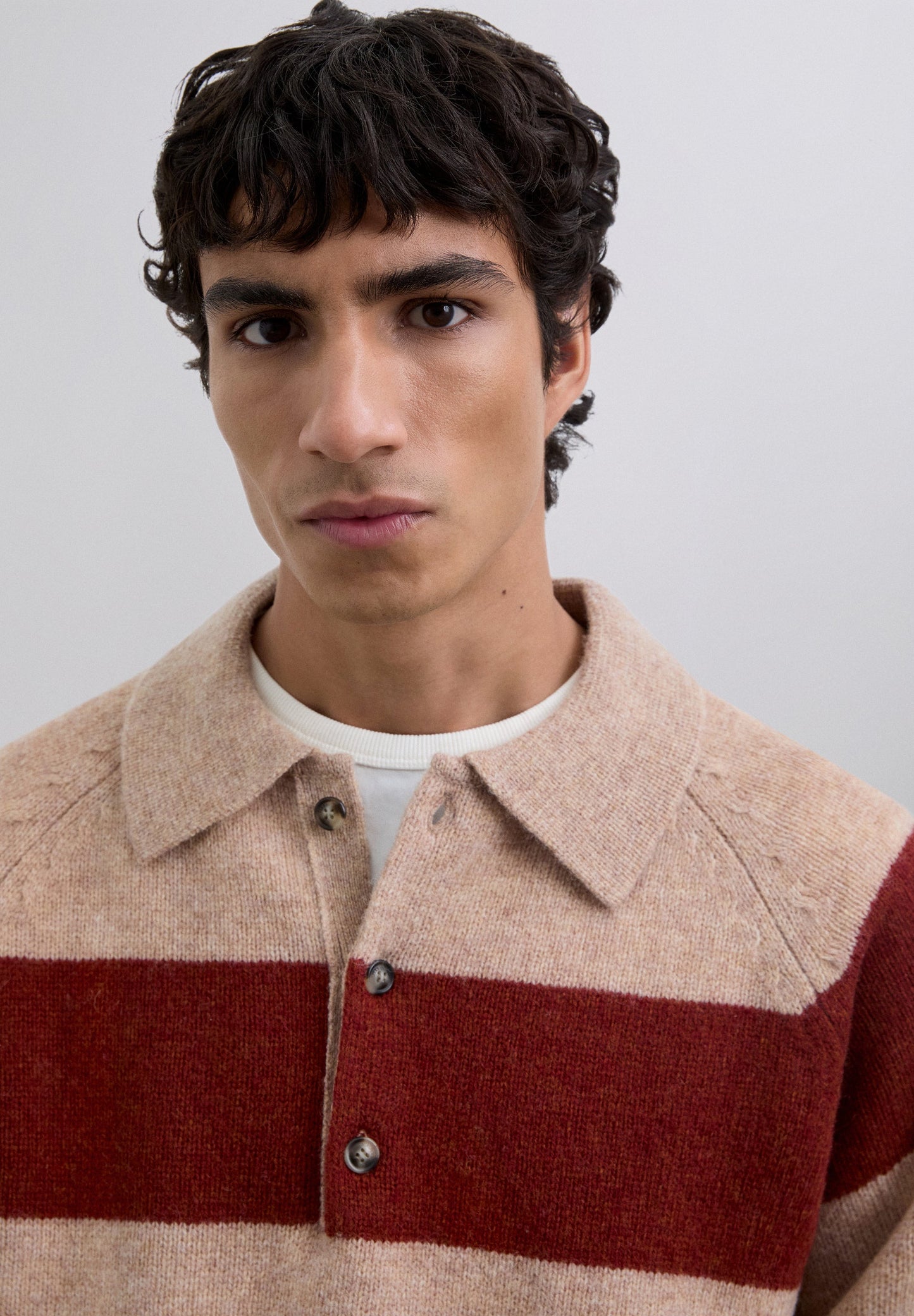 STRIPED POLO SWEATER
