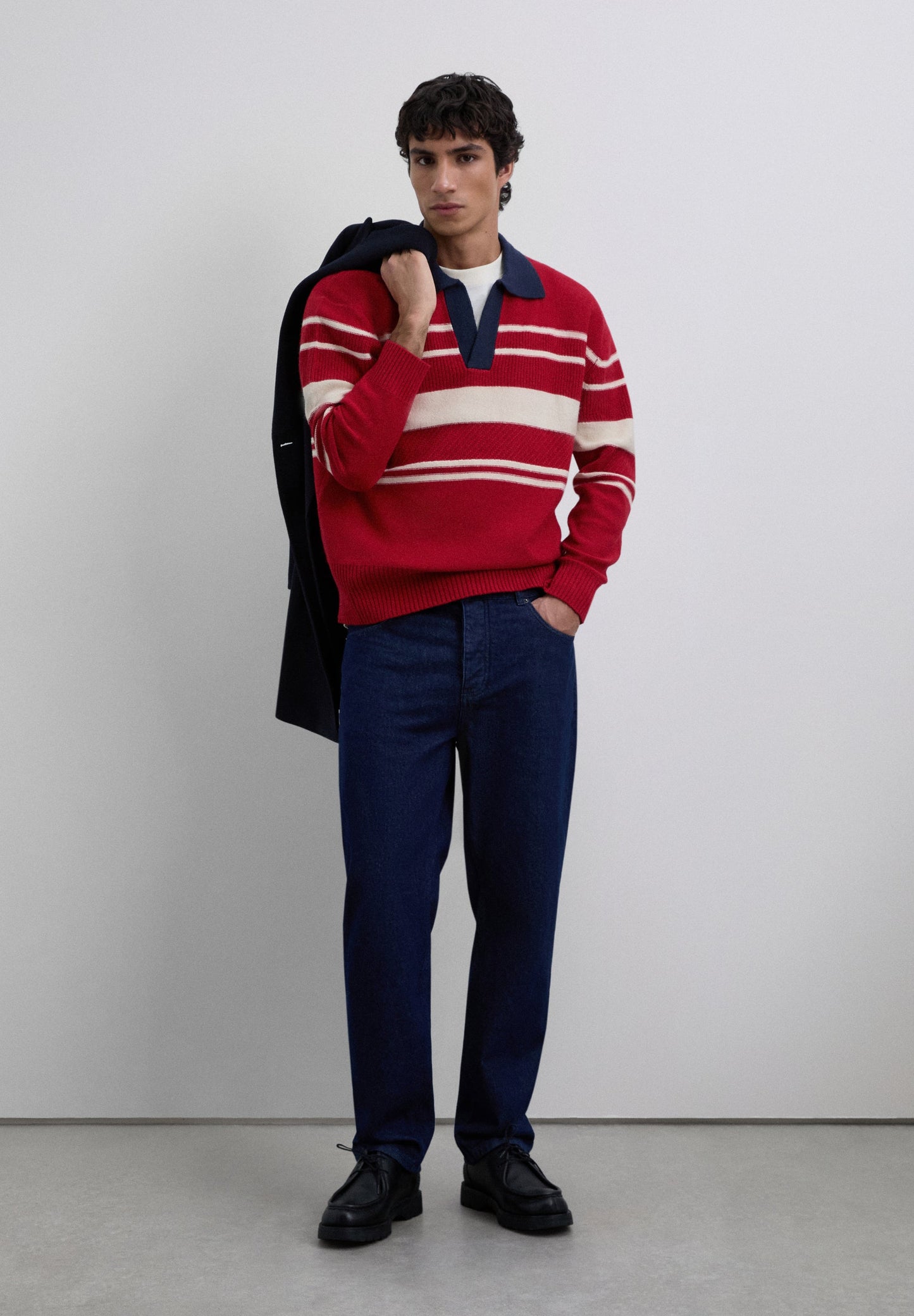 STRIPED WOOL POLO SHIRT SWEATER