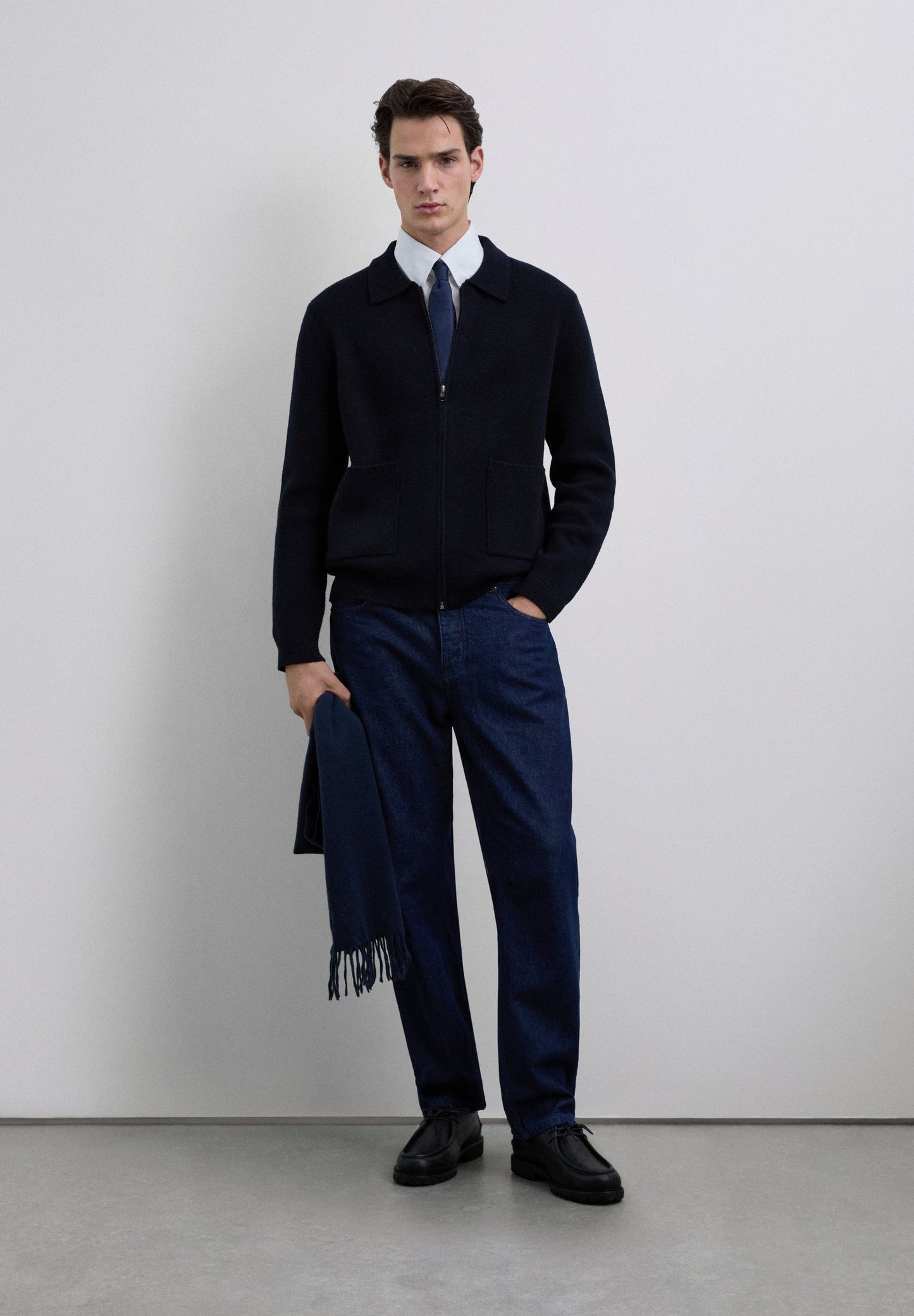 MERINO WOOL ZIP-UP CARDIGAN