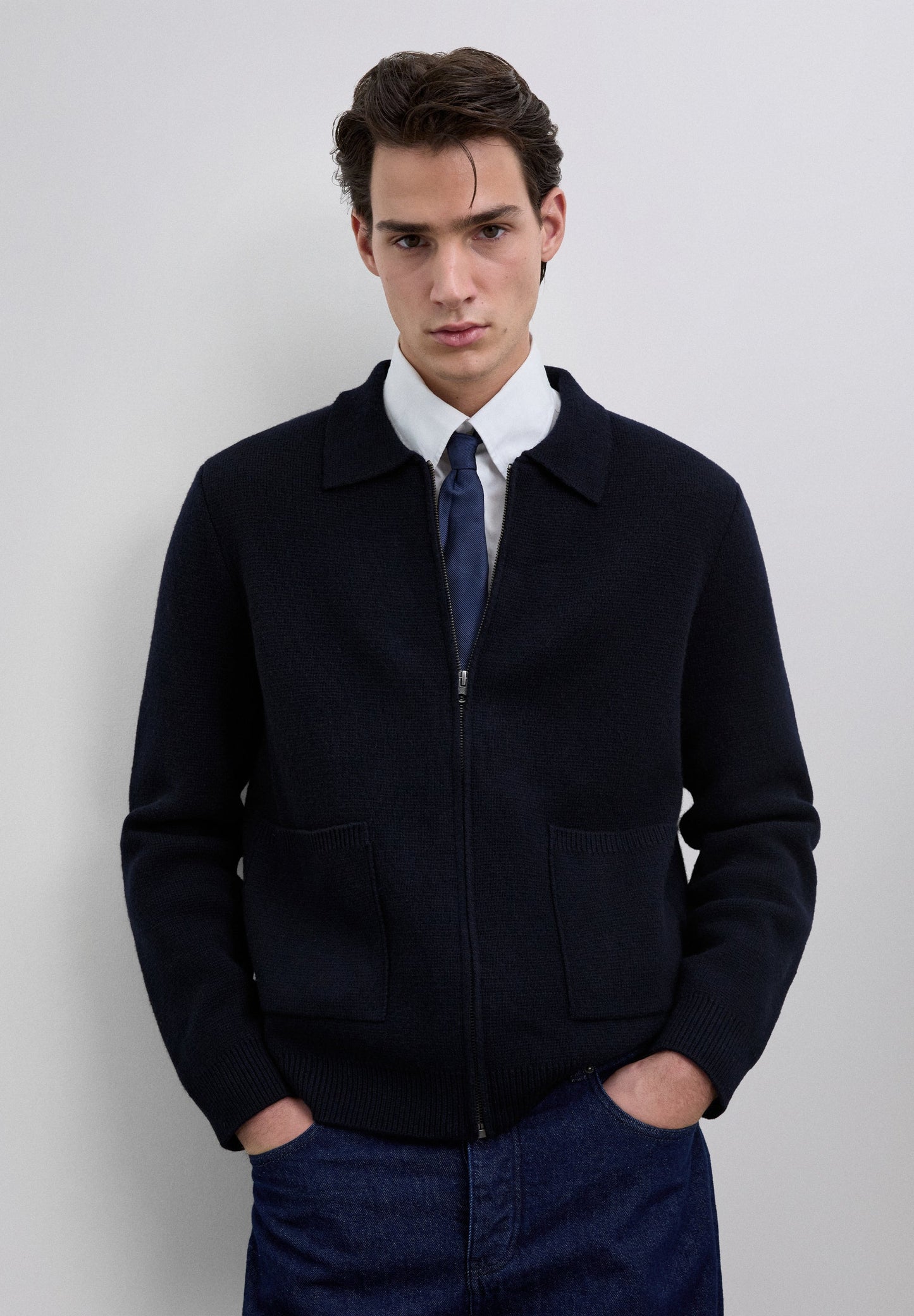 MERINO WOOL ZIP-UP CARDIGAN