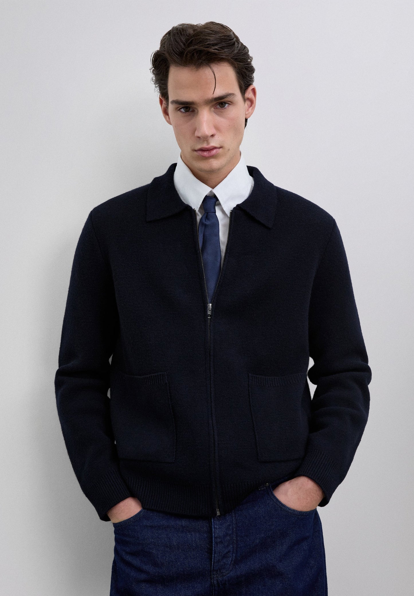 MERINO WOOL ZIP-UP CARDIGAN
