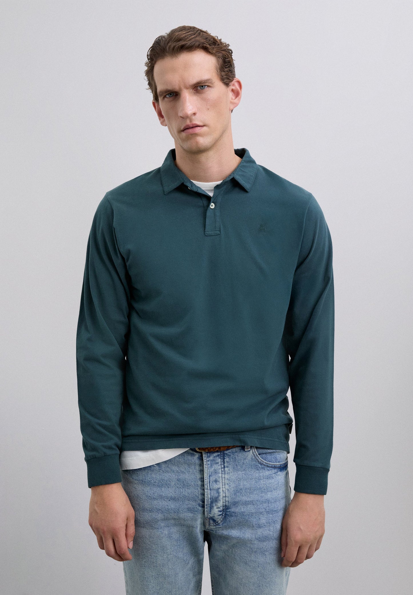 LONG SLEEVE POLO SHIRT WITH SKULL