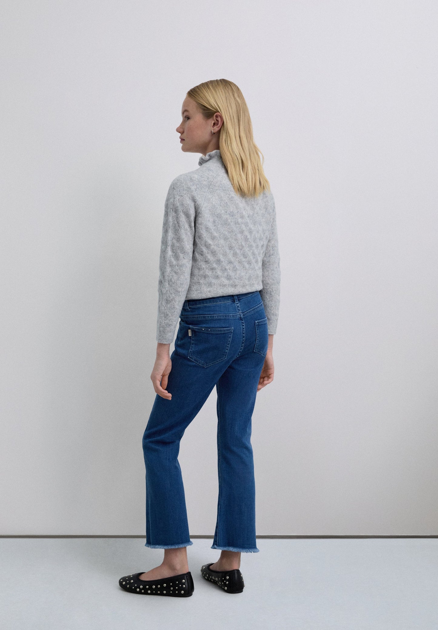 FLARED DENIM TROUSERS