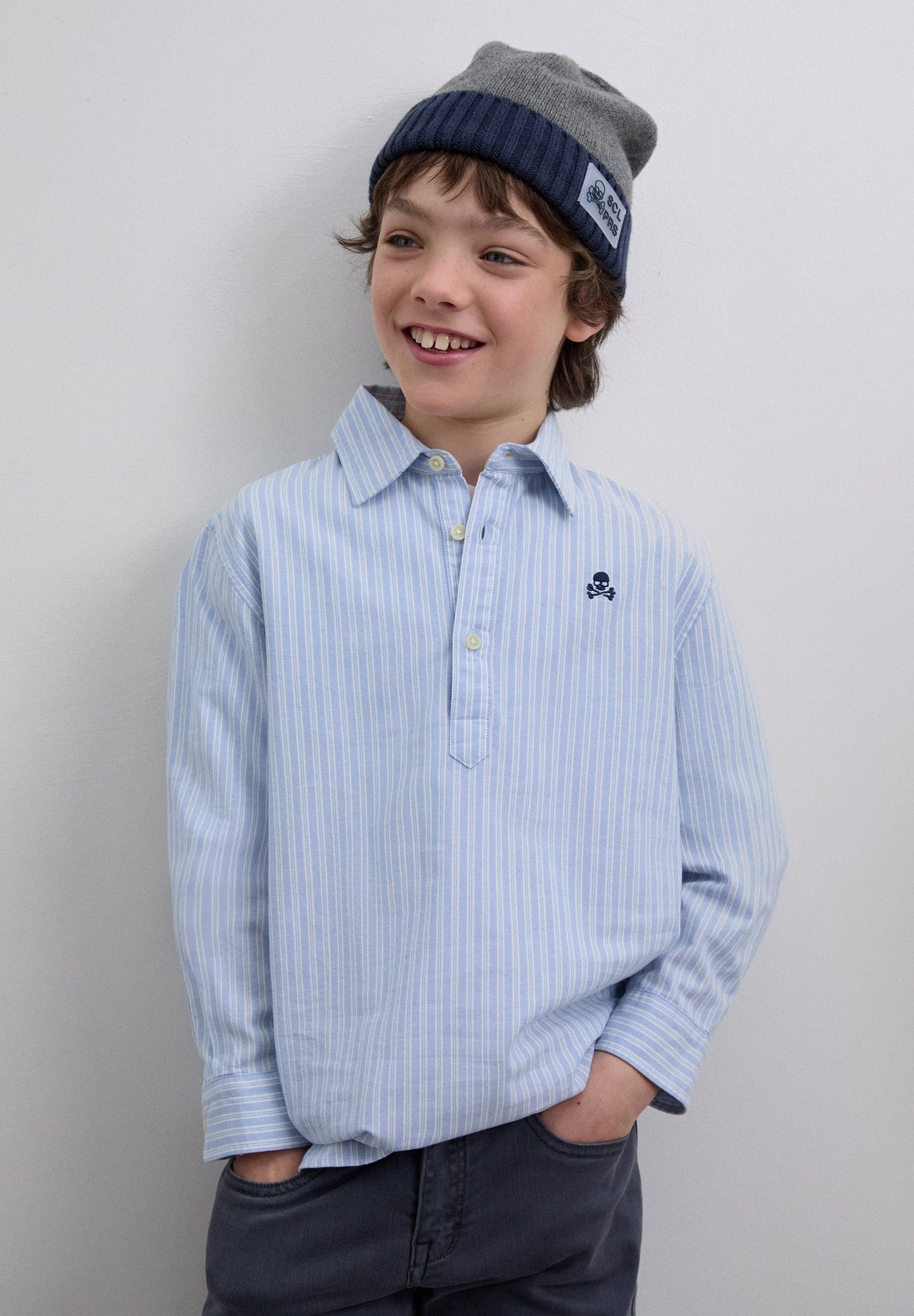 STRIPED POLO SHIRT WITH SKULL