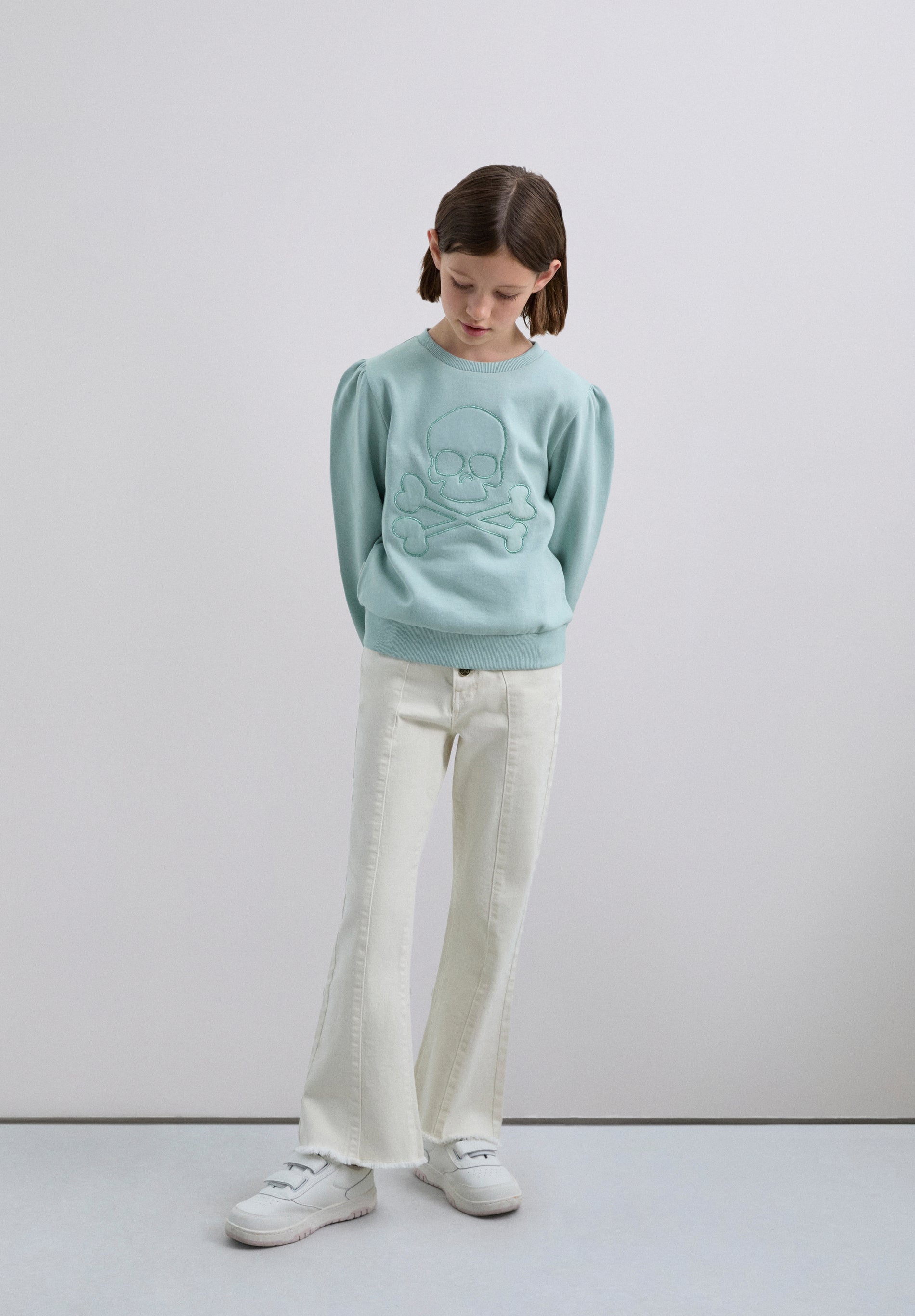FLARED DENIM TROUSERS