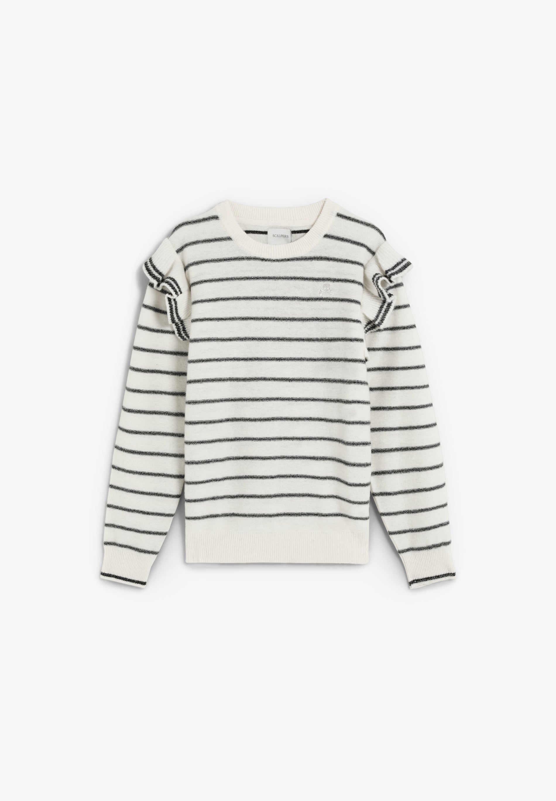STRIPED SWEATER WITH RUFFLE