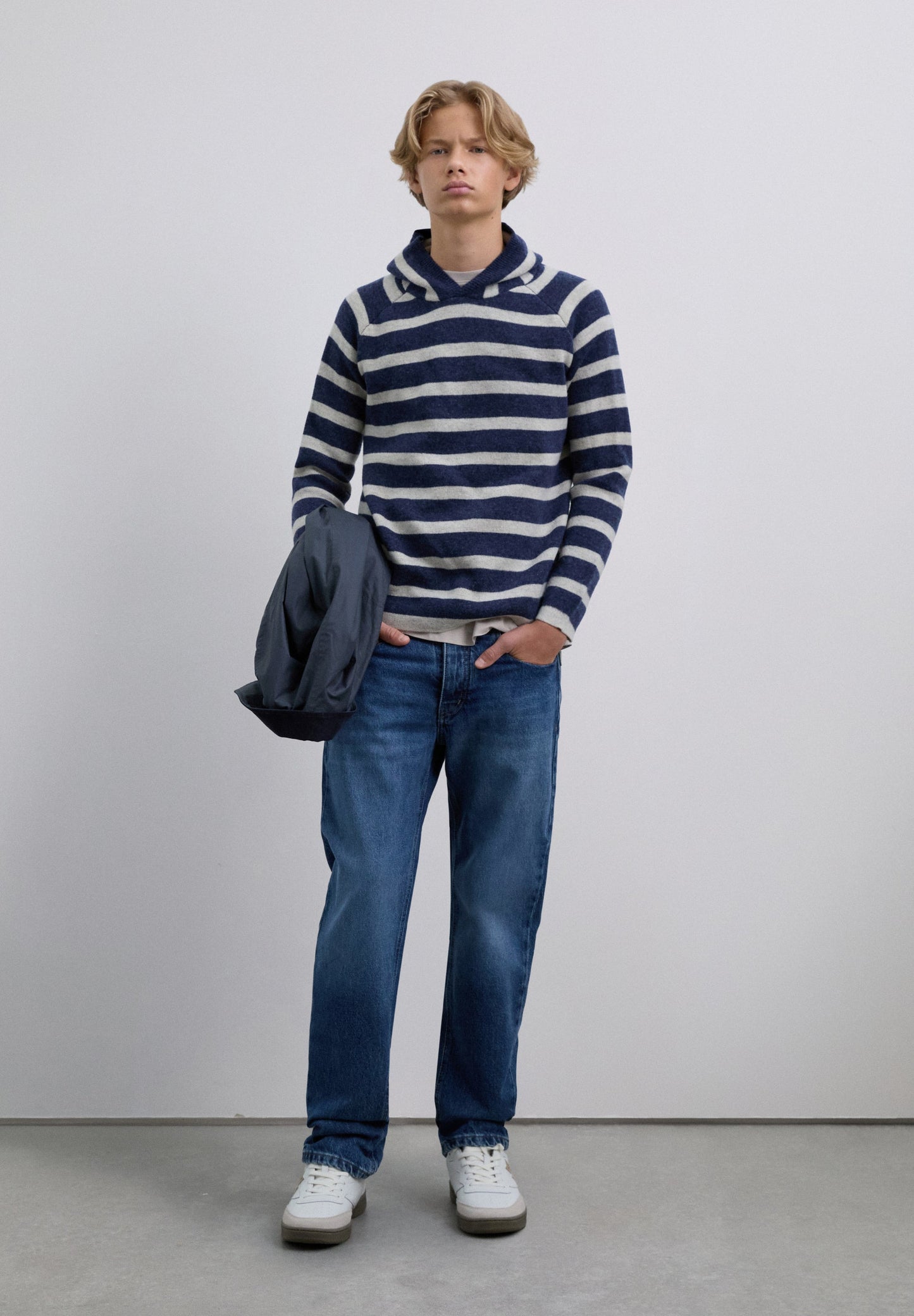 STRIPED KNIT SWEATER WITH SKULL