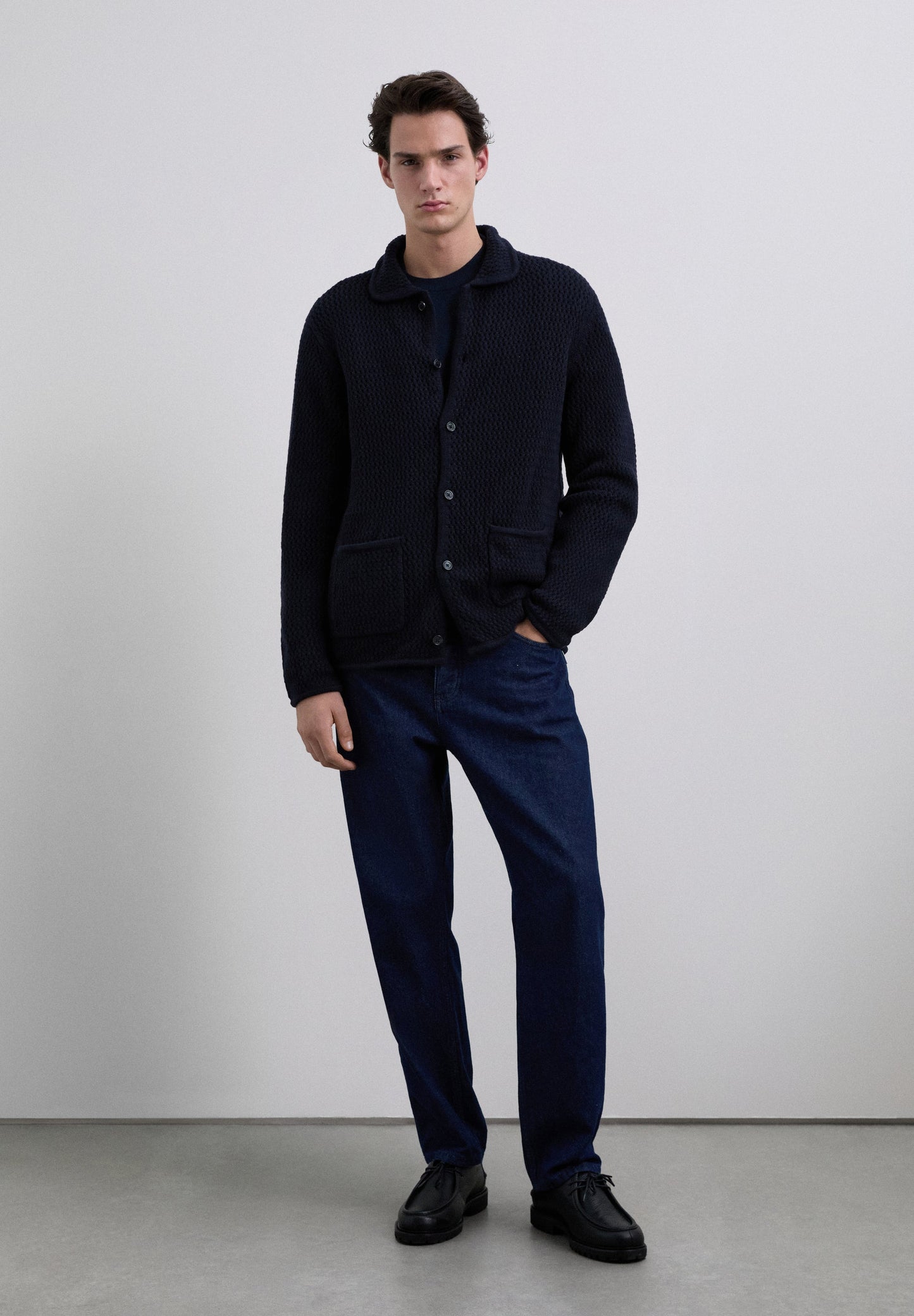 COLLARED WOOL CARDIGAN