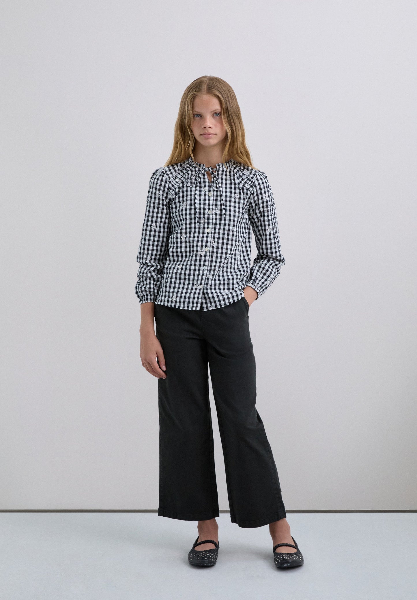 CHECK SHIRT WITH BOW