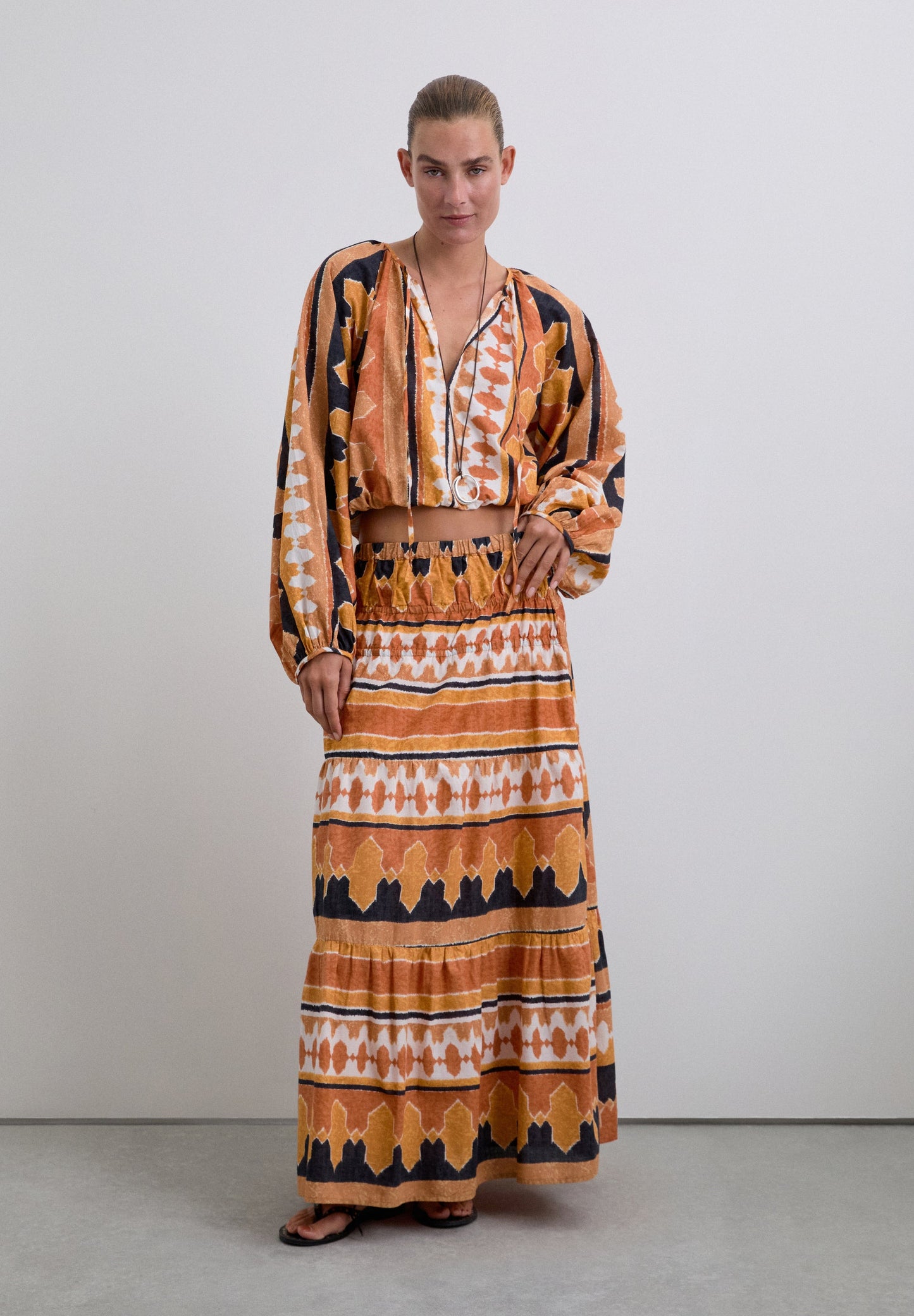 ETHNIC PUFF SLEEVE SHIRT
