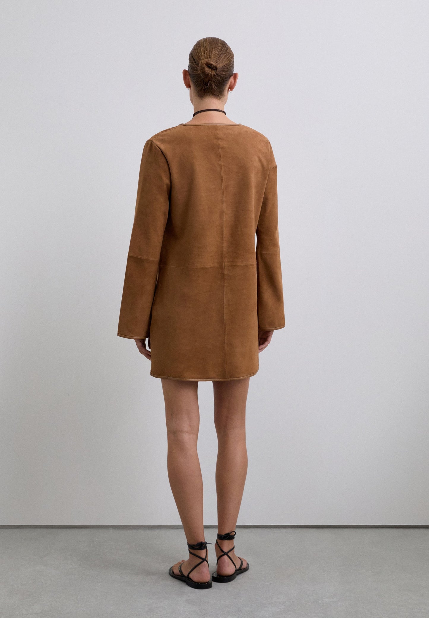 LEATHER AND SUEDE MINI DRESS