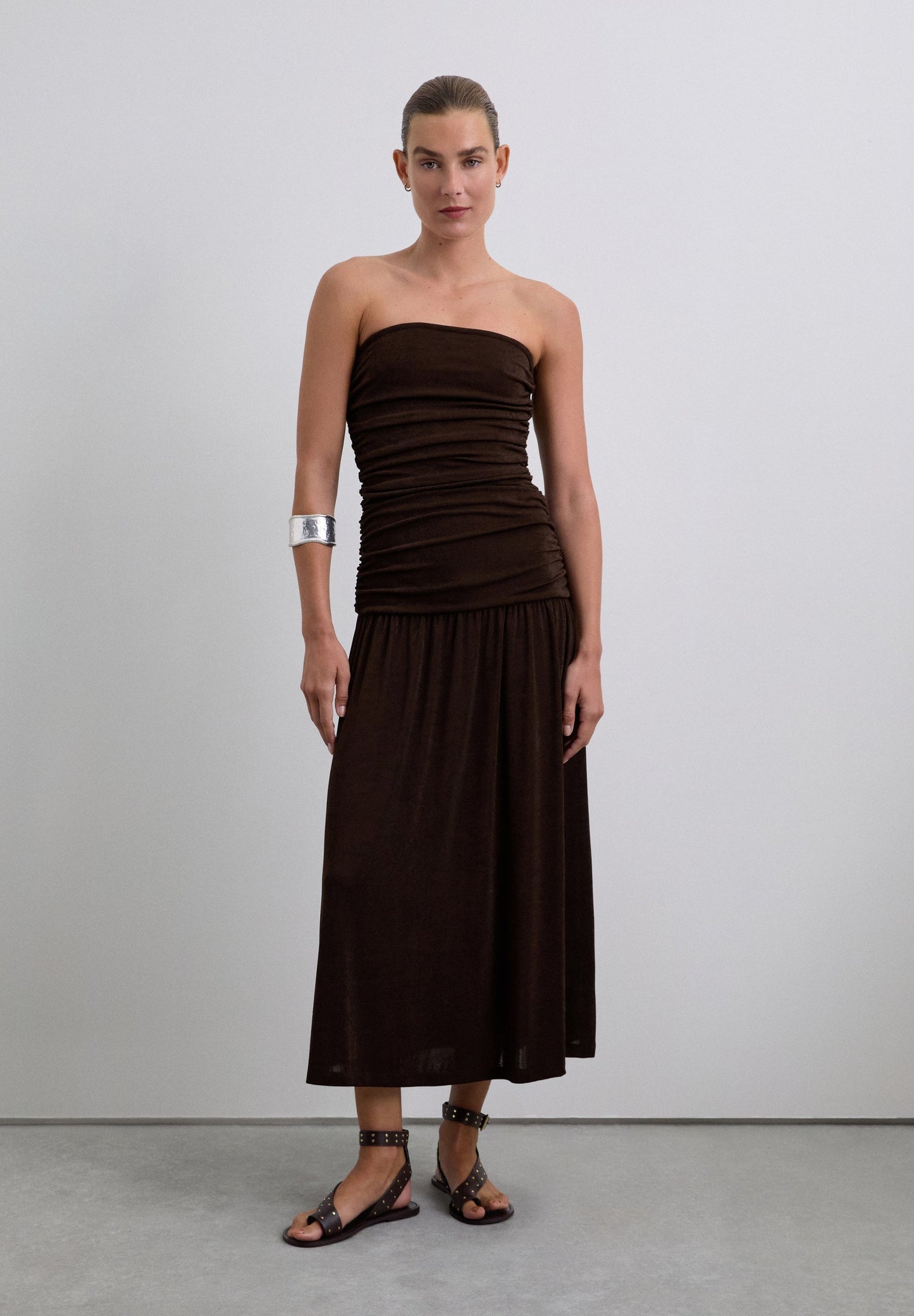 GATHERED KNIT DRESS
