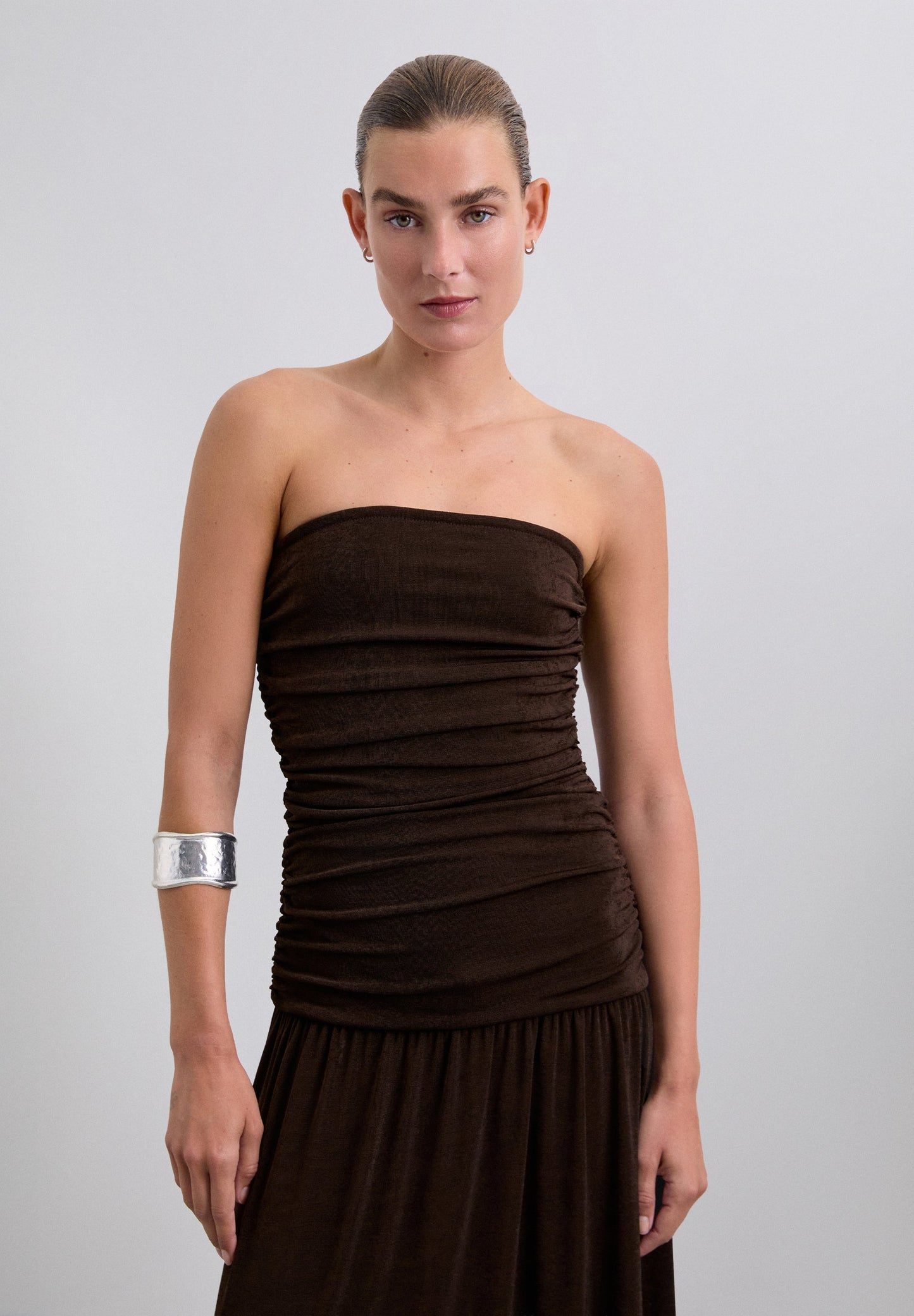 GATHERED KNIT DRESS