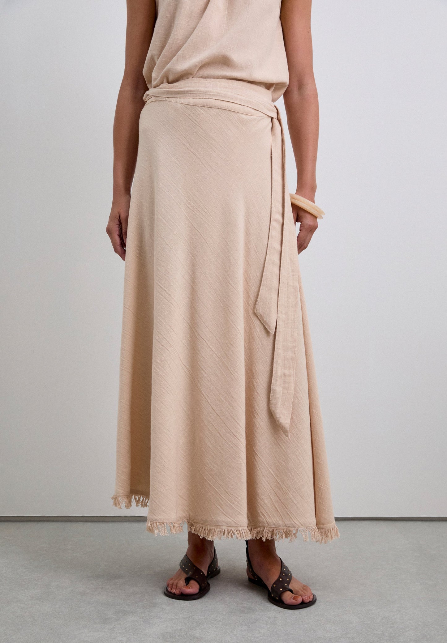 FRINGED MIDI SKIRT
