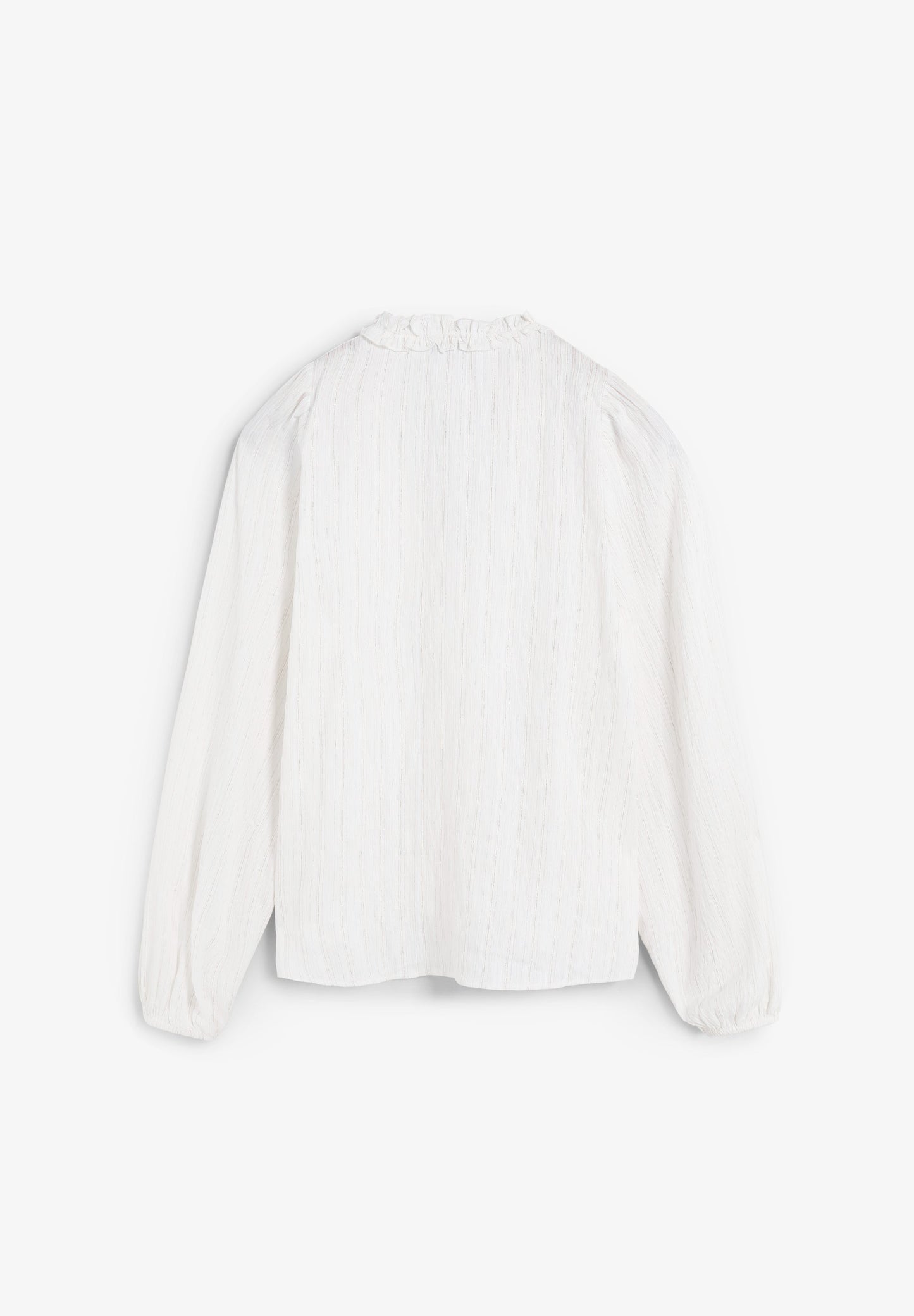 METALLIC THREAD BLOUSE WITH RUFFLES