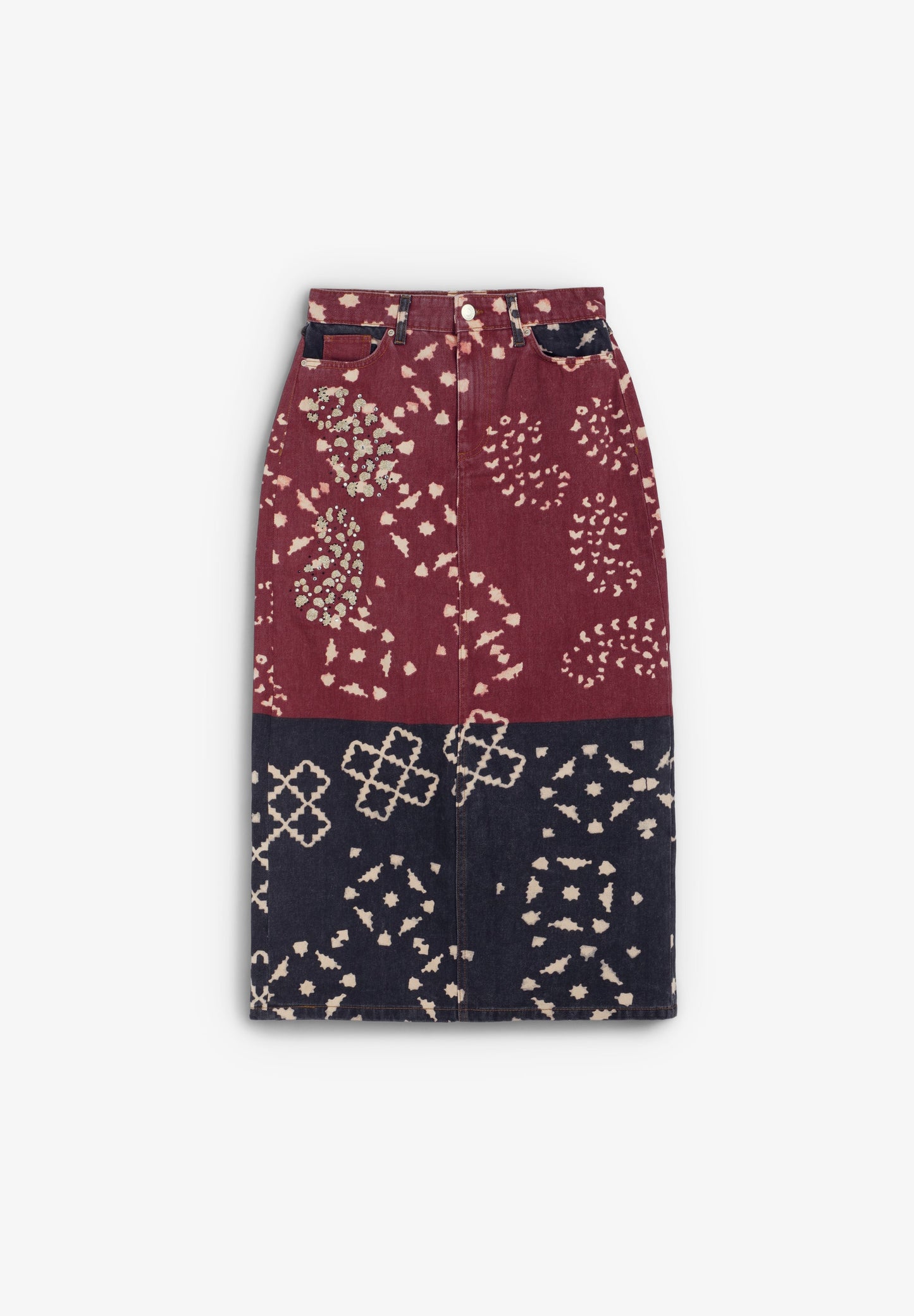 PRINTED DENIM SKIRT