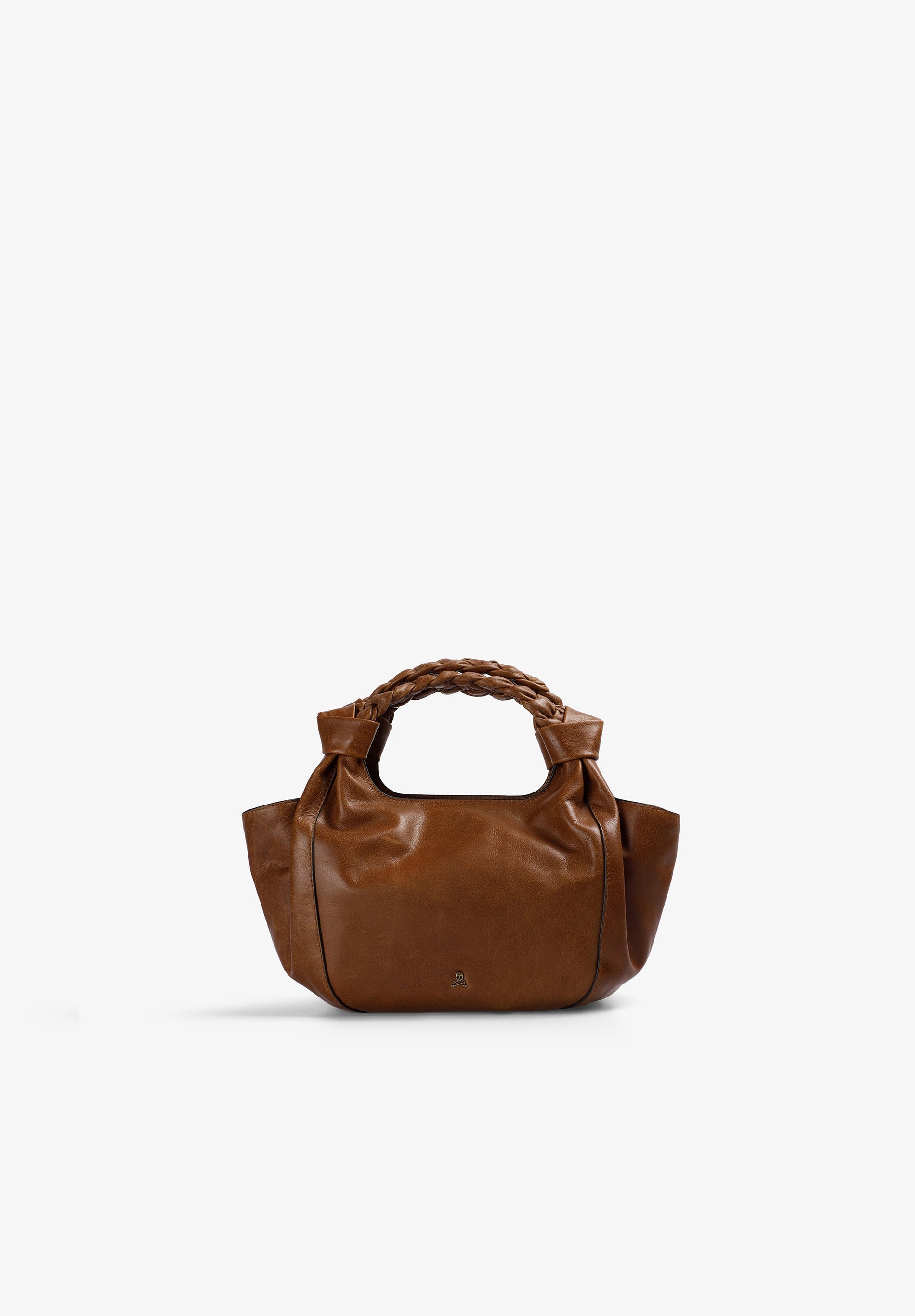 LEATHER HANDBAG WITH BRAIDED HANDLE