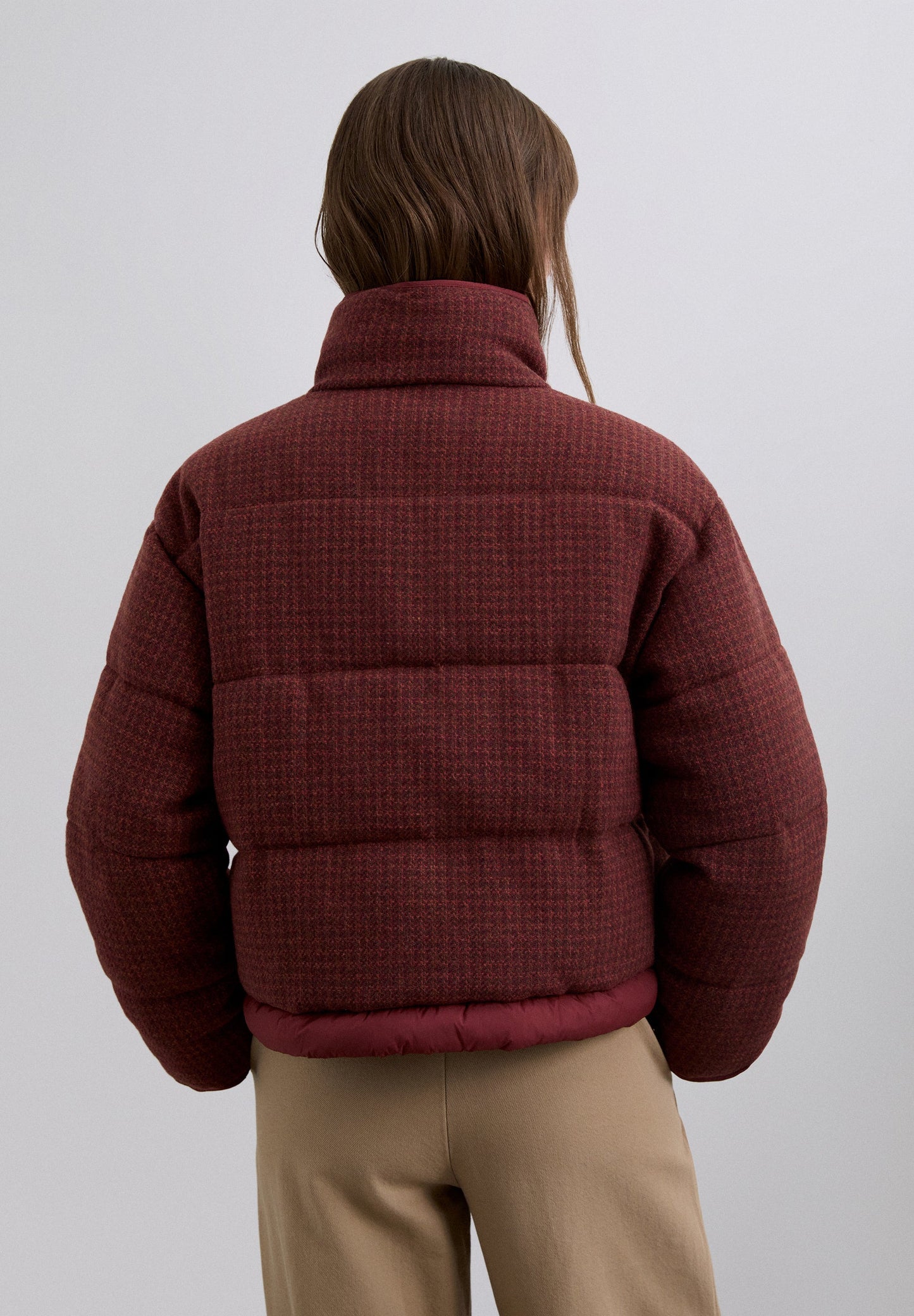 CHECKED PADDED BOMBER COAT
