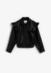 LEATHER BOMBER JACKET WITH RUFFLES