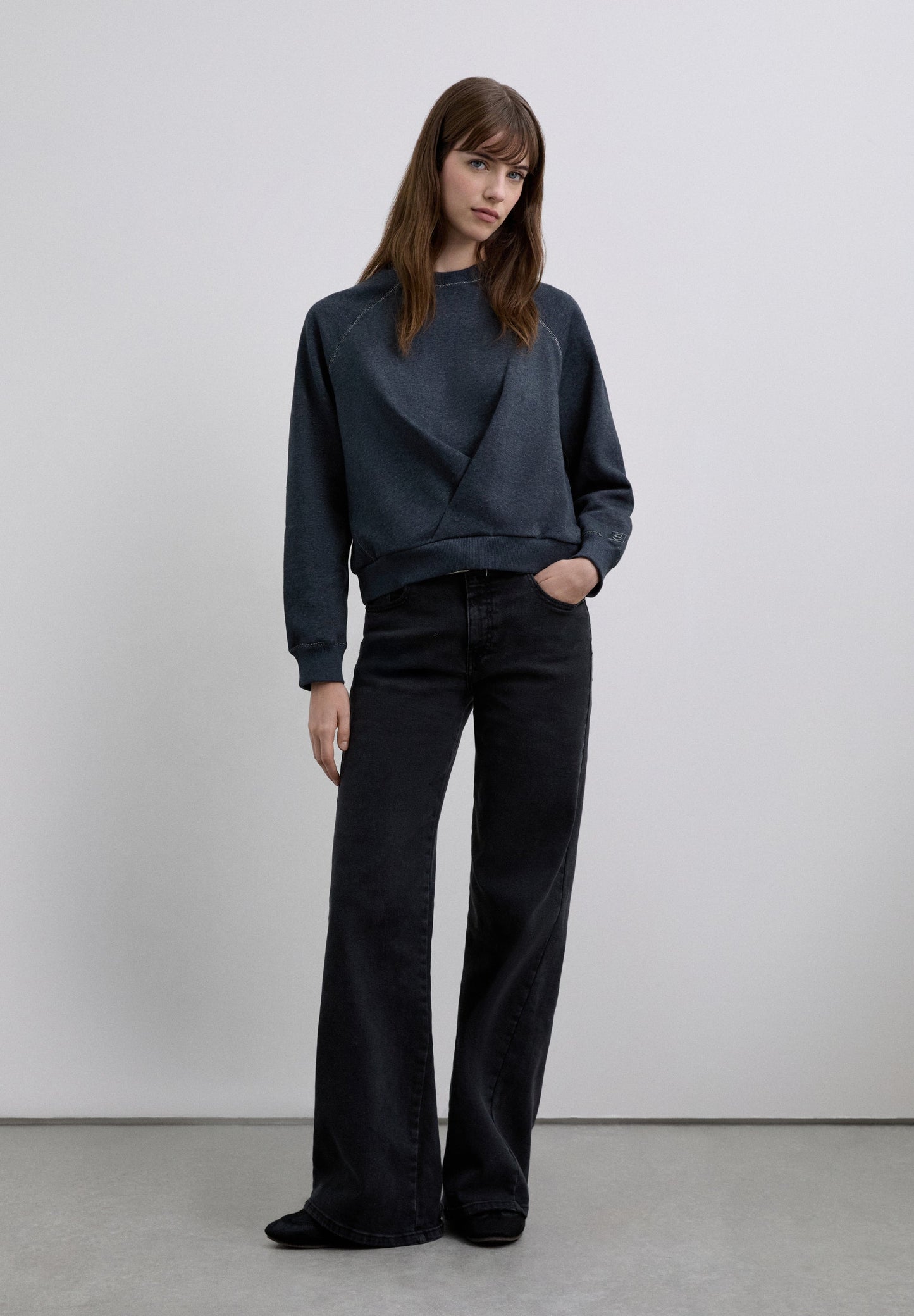 COTTON WRAPOVER SWEATSHIRT