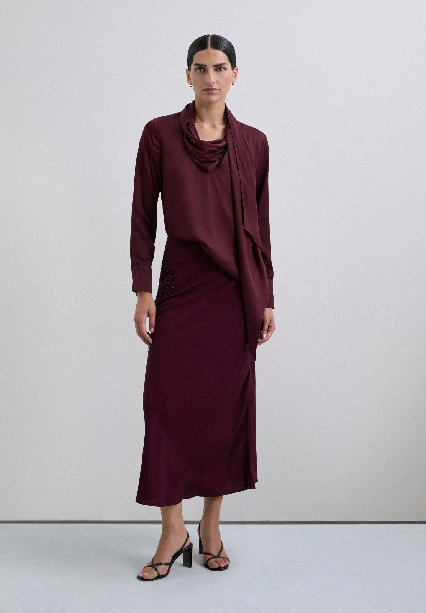 DRAPED SATIN BLOUSE
