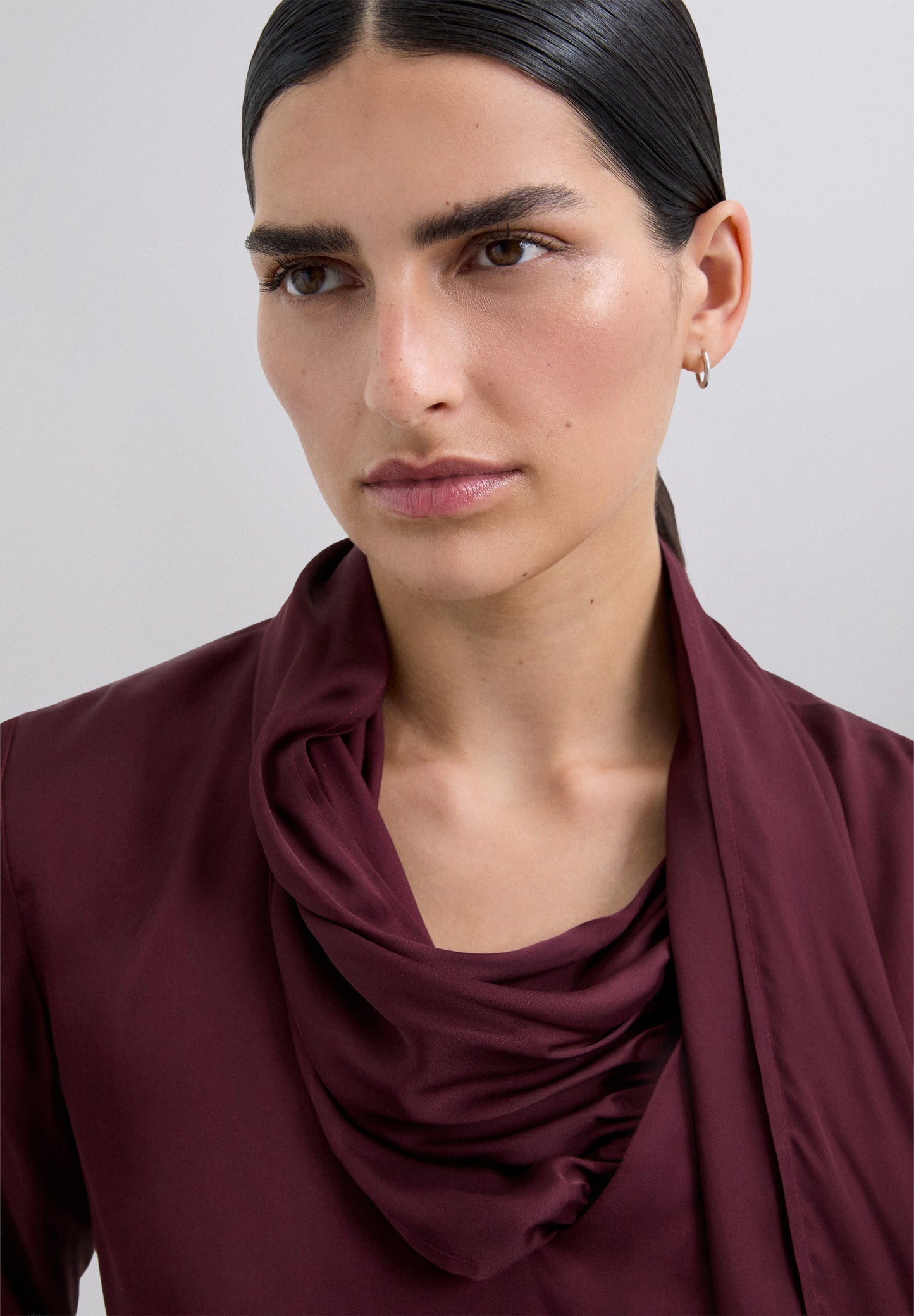 DRAPED SATIN BLOUSE