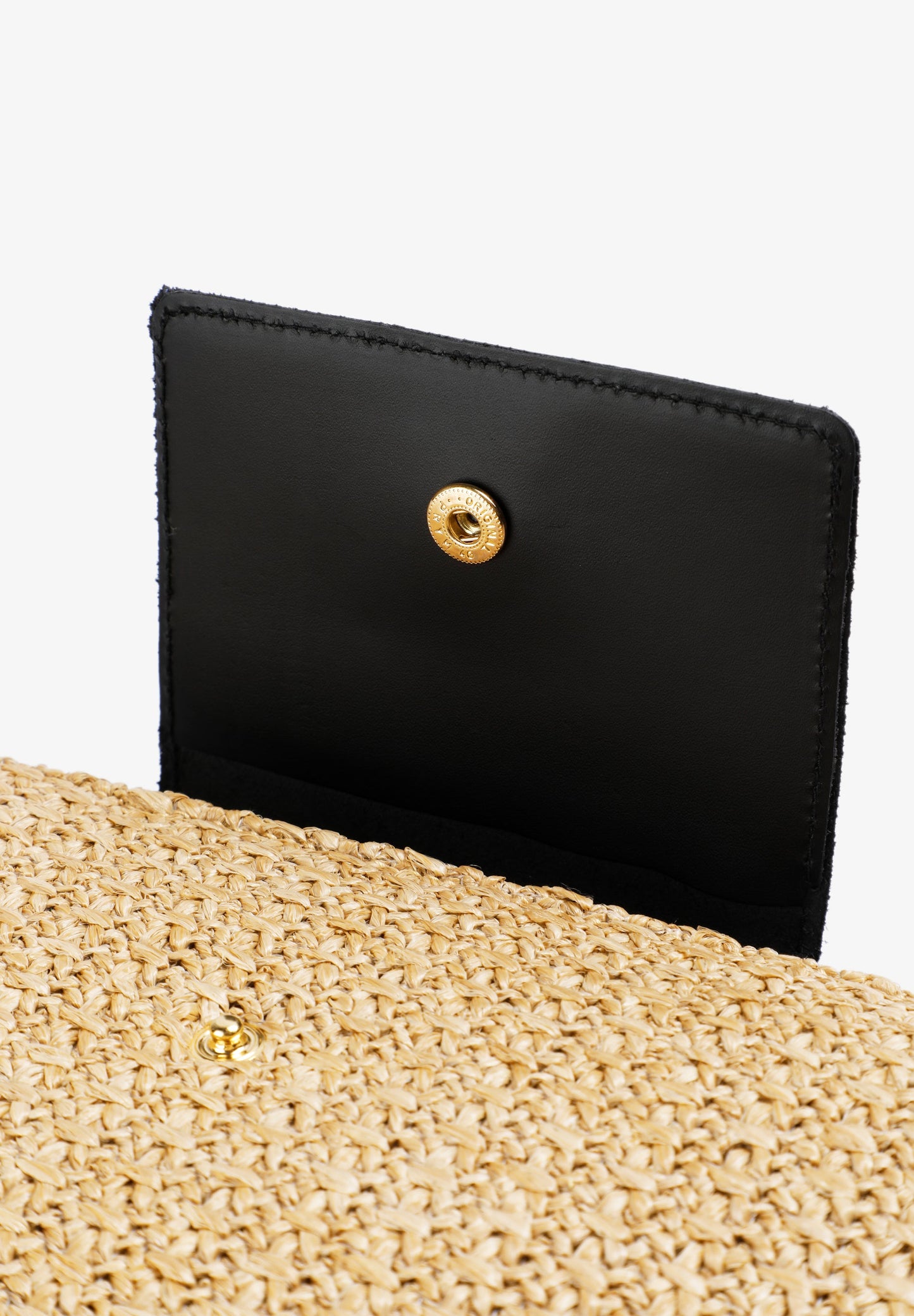 RAFFIA CLUTCH WITH LEATHER DETAILS
