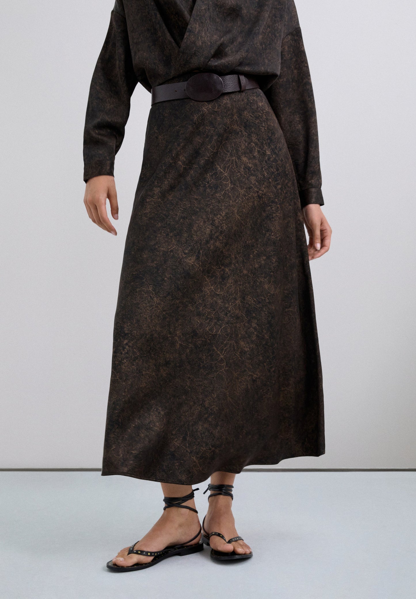 MARBLEISED SATIN SKIRT