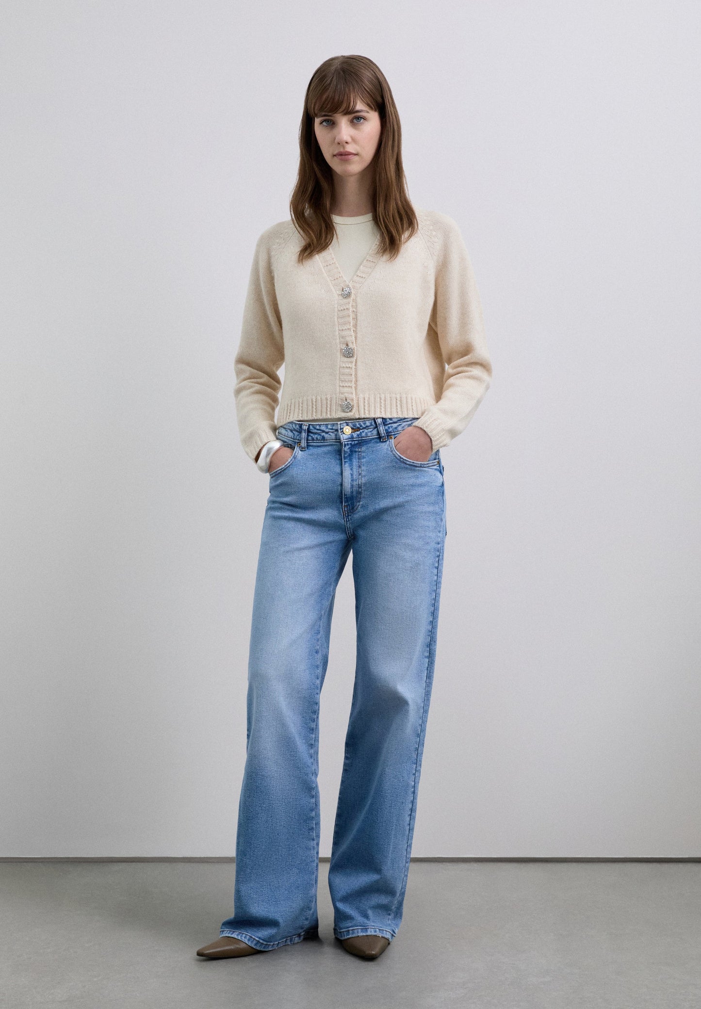 RHINESTONE BUTTON CARDIGAN