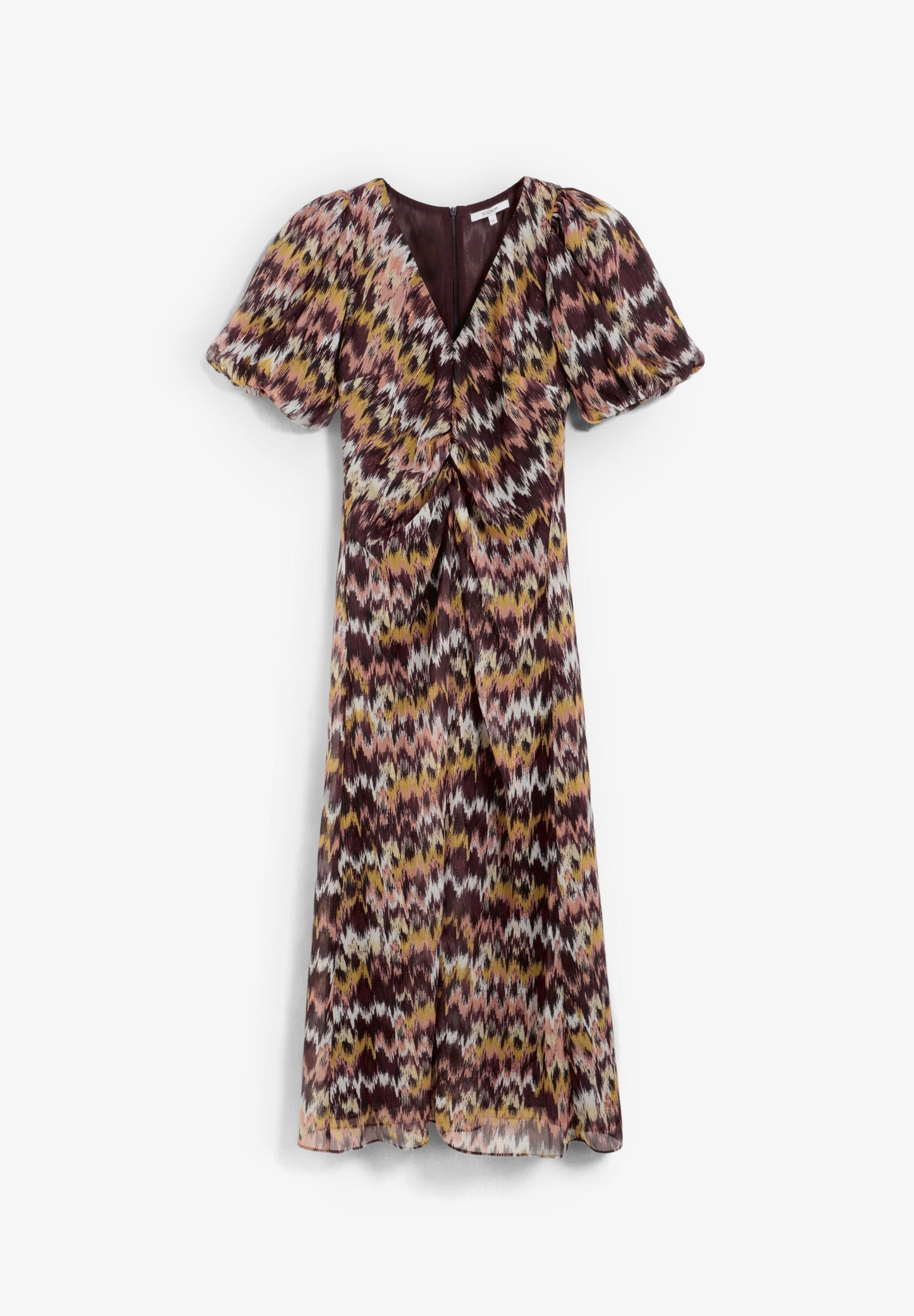 MIDI DRESS WITH PUFF SLEEVES