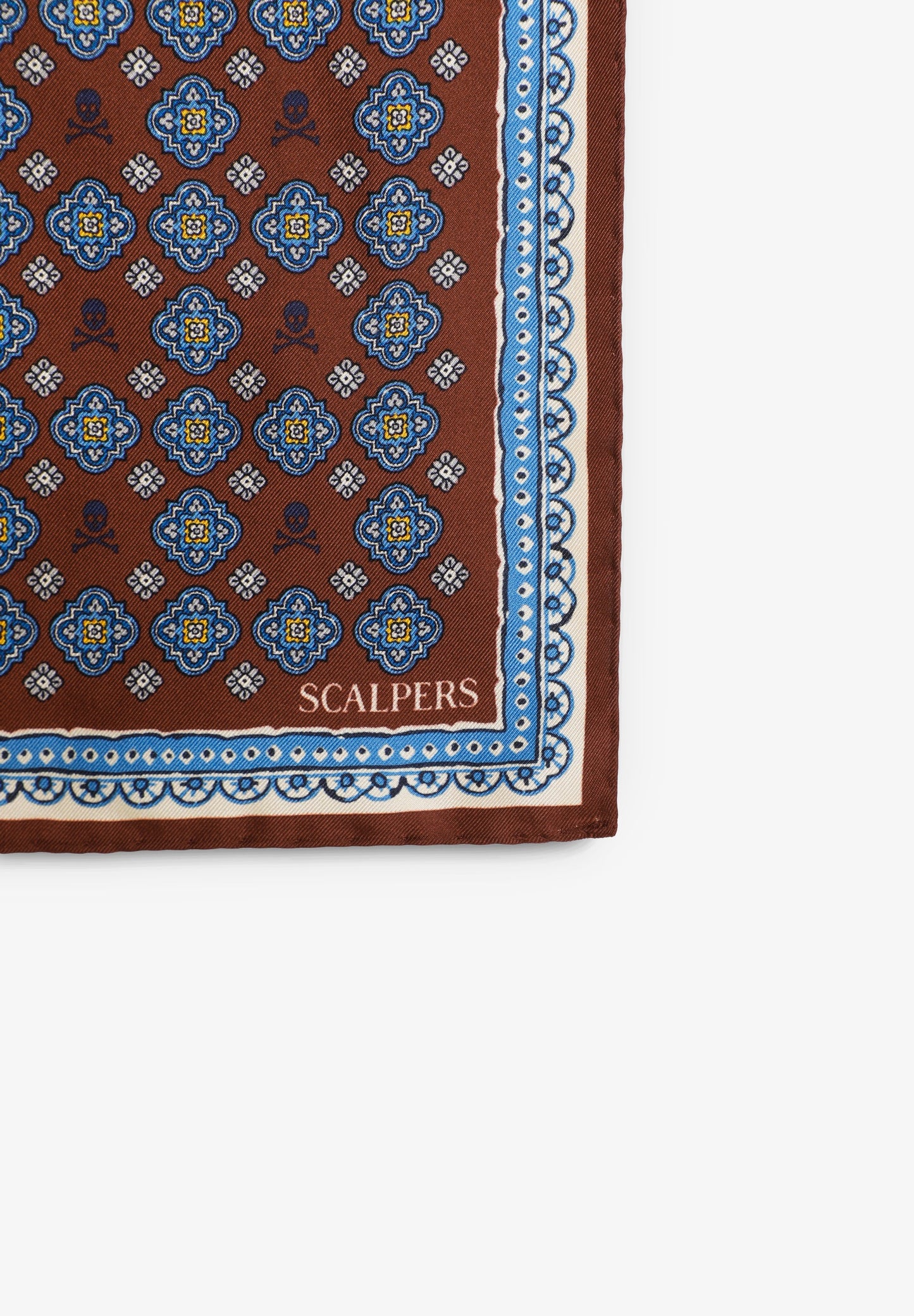 SILK SKULL PRINT POCKET SQUARE