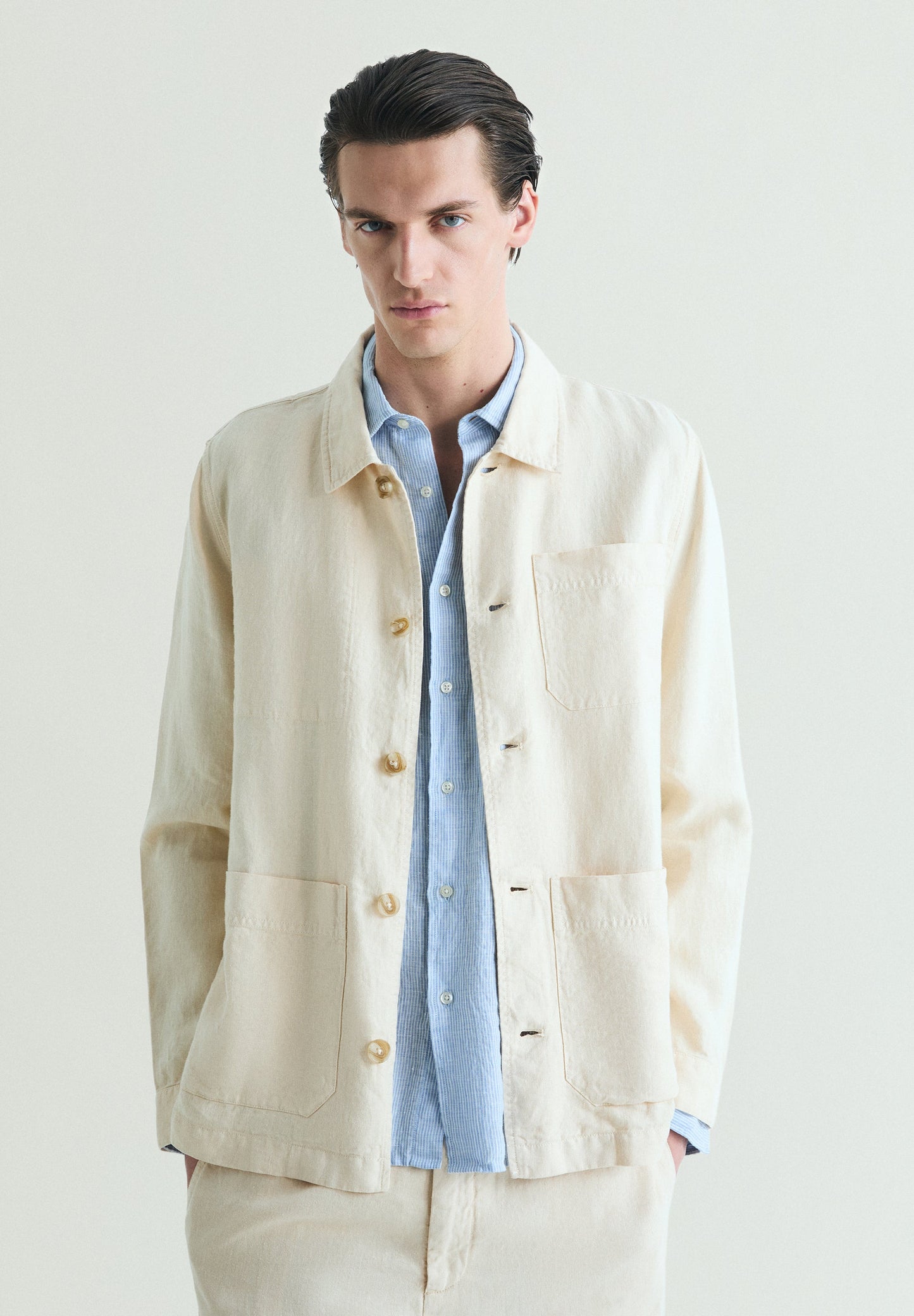 LINEN OVERSHIRT WITH POCKETS