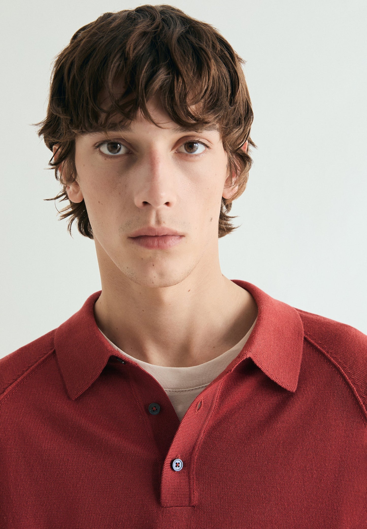 RAGLAN SLEEVE SWEATER WITH POLO SHIRT COLLAR