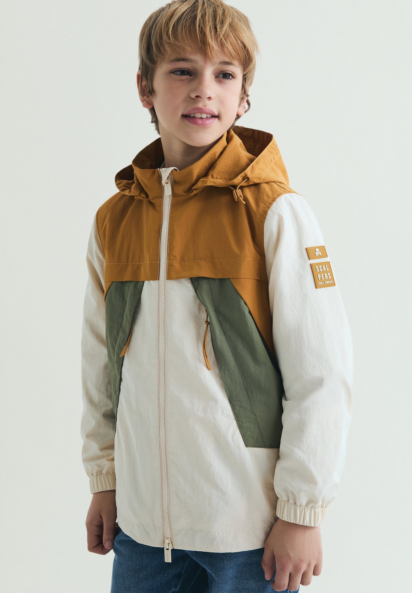 COLOUR BLOCK HOODED TECHNICAL COAT