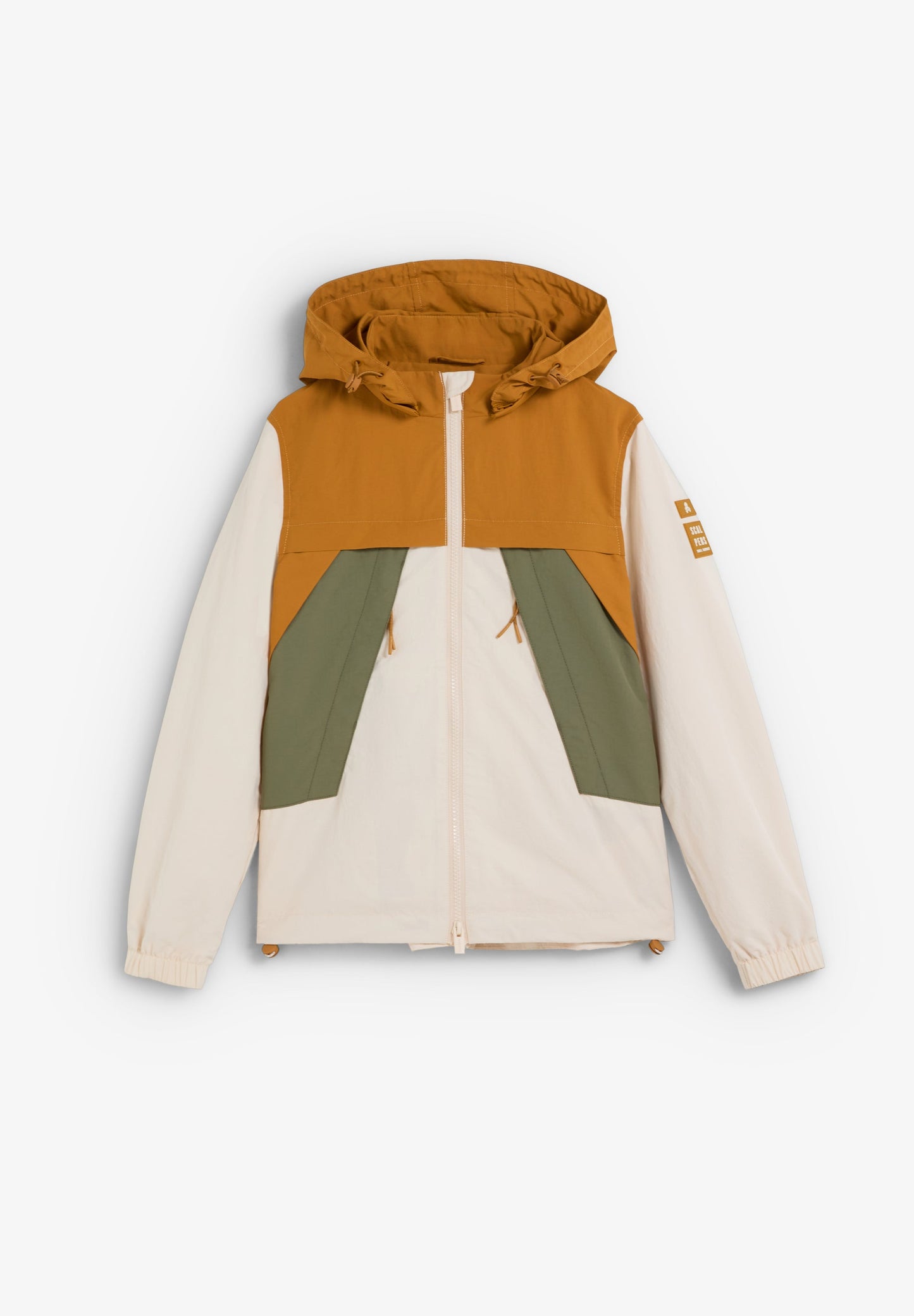 COLOUR BLOCK HOODED TECHNICAL COAT