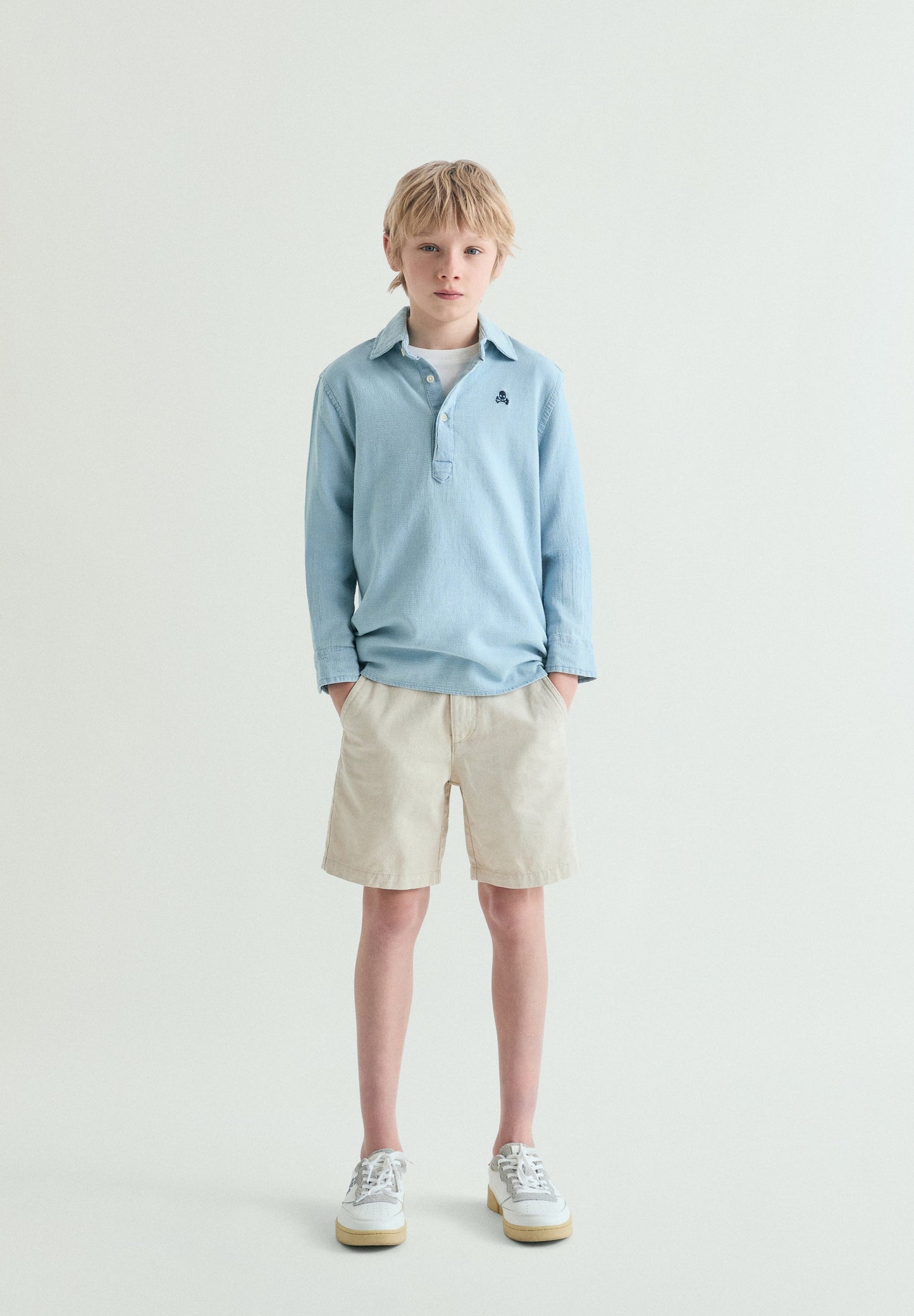 LONG SLEEVE DENIM POLO SHIRT