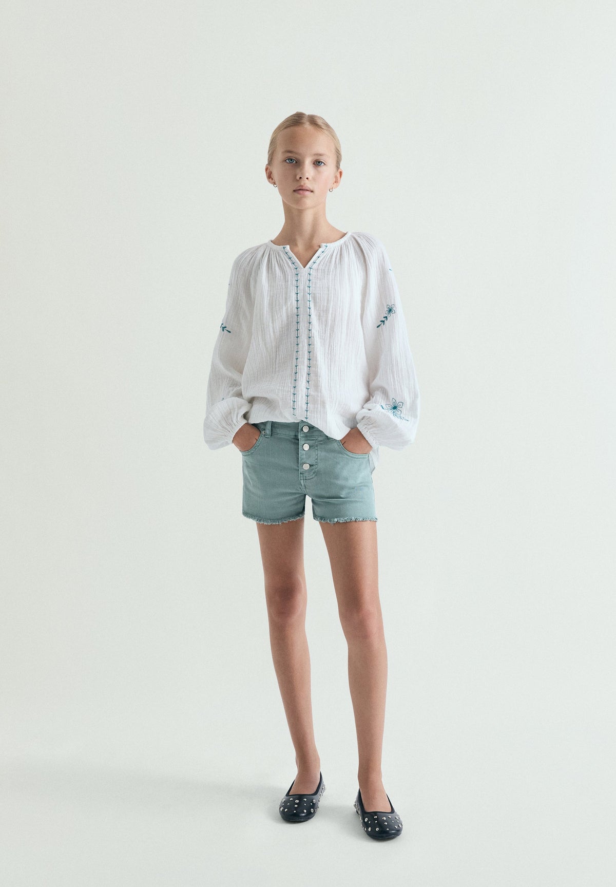 FADED DENIM SHORTS