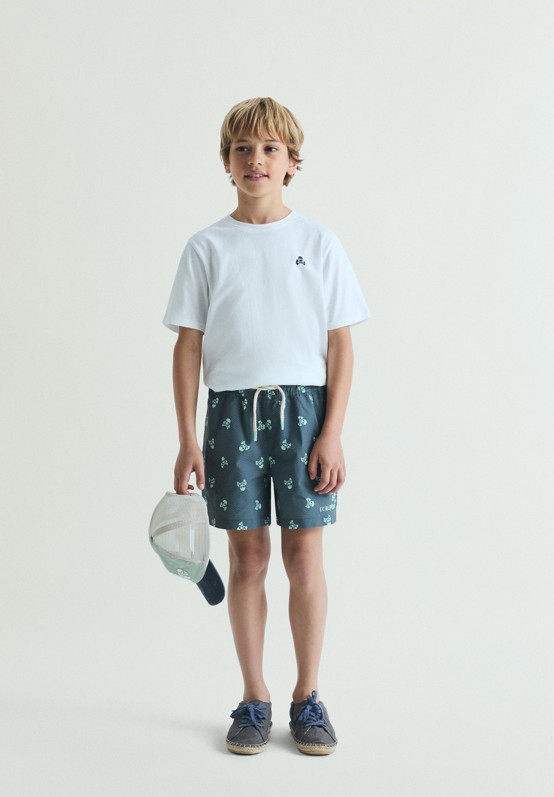 SWIMMING TRUNKS WITH SKULL PRINT