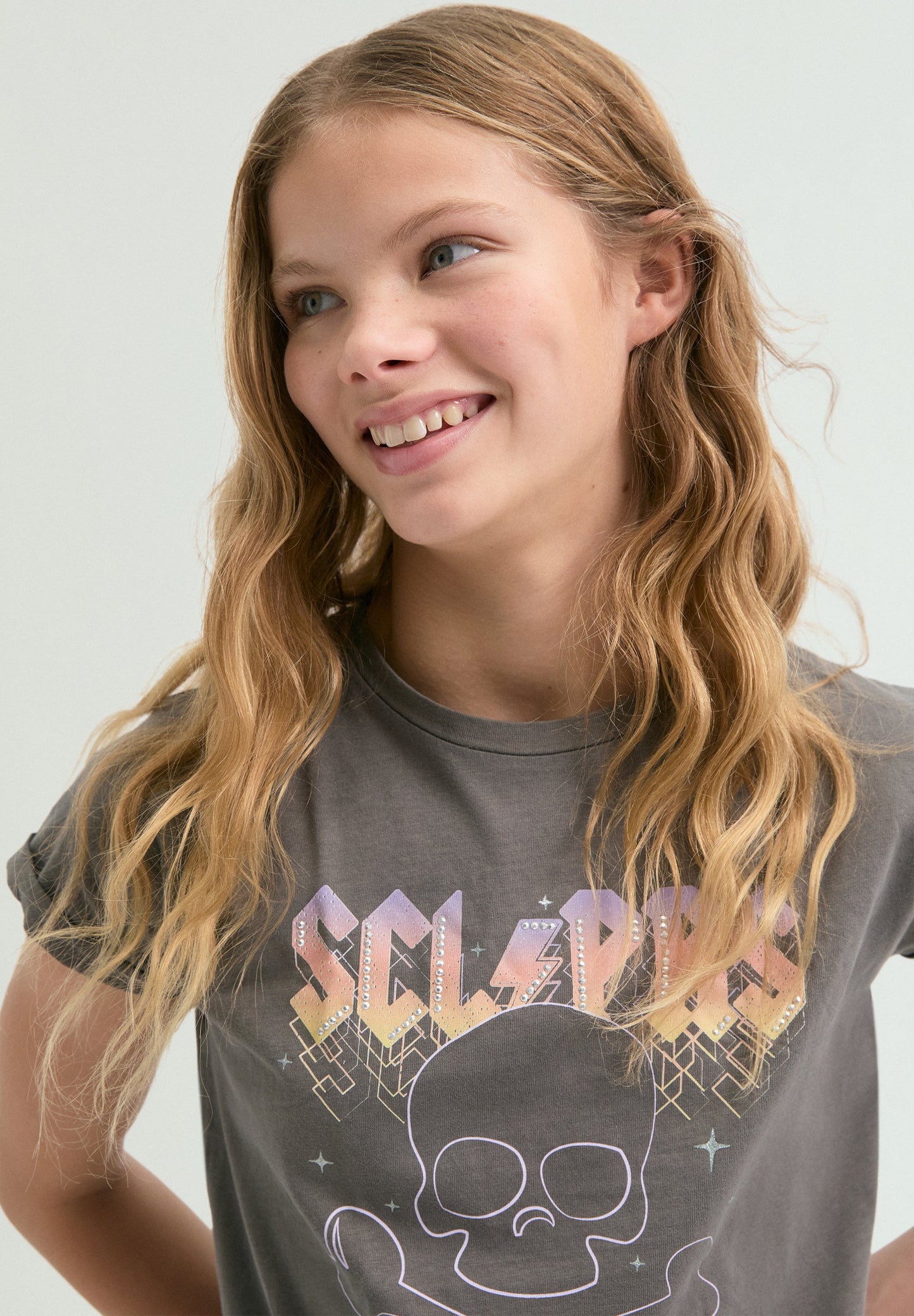 RHINESTONE PRINT T-SHIRT